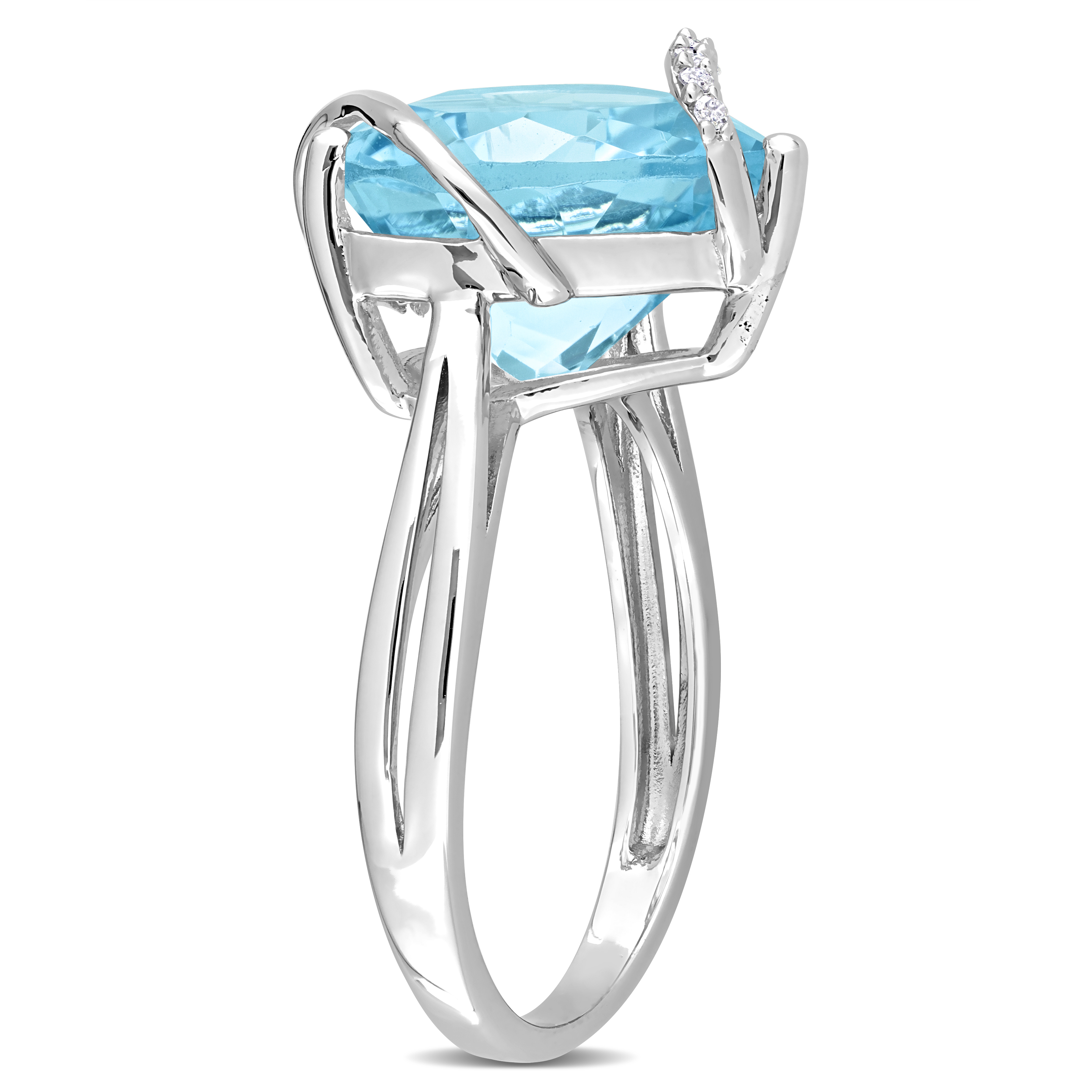 7 CT TGW Sky Blue Topaz and Diamond Accent Heart Wrapped Ring in Sterling Silver