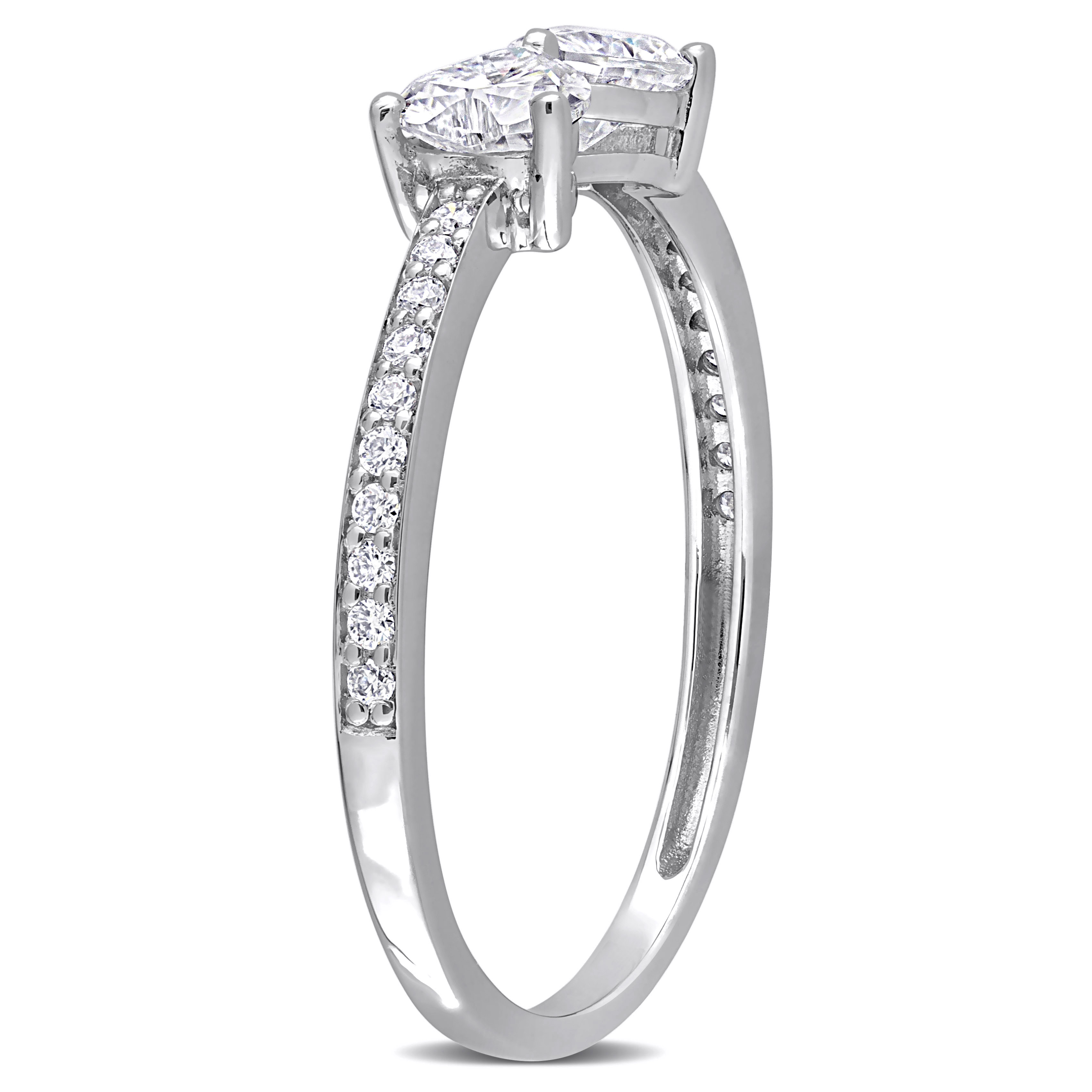3/5 CT DEW Created Moissanite Duo Heart Ring in Sterling Silver