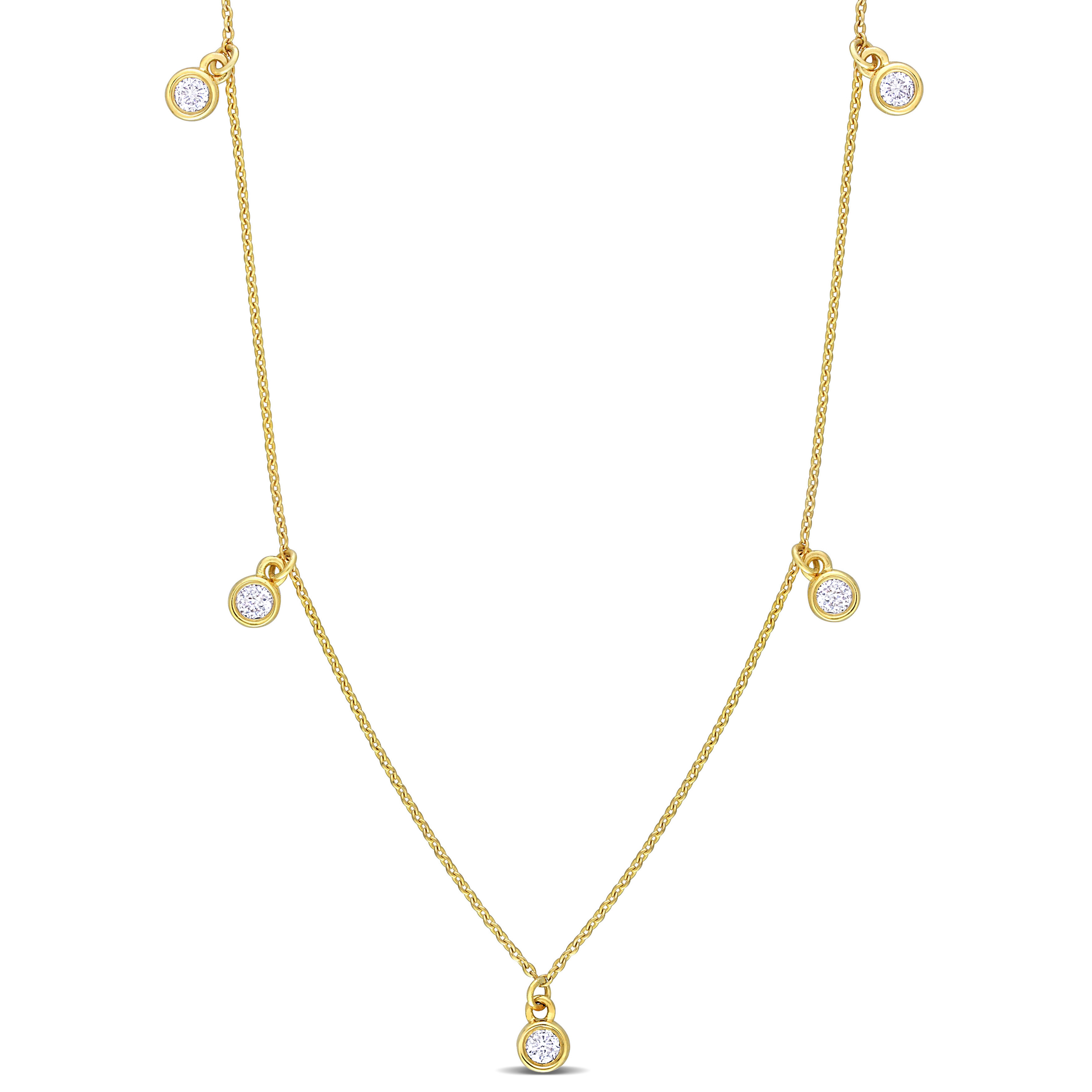 1/6 CT TDW Diamond Station Necklace in 10k Yellow Gold - 16 in.