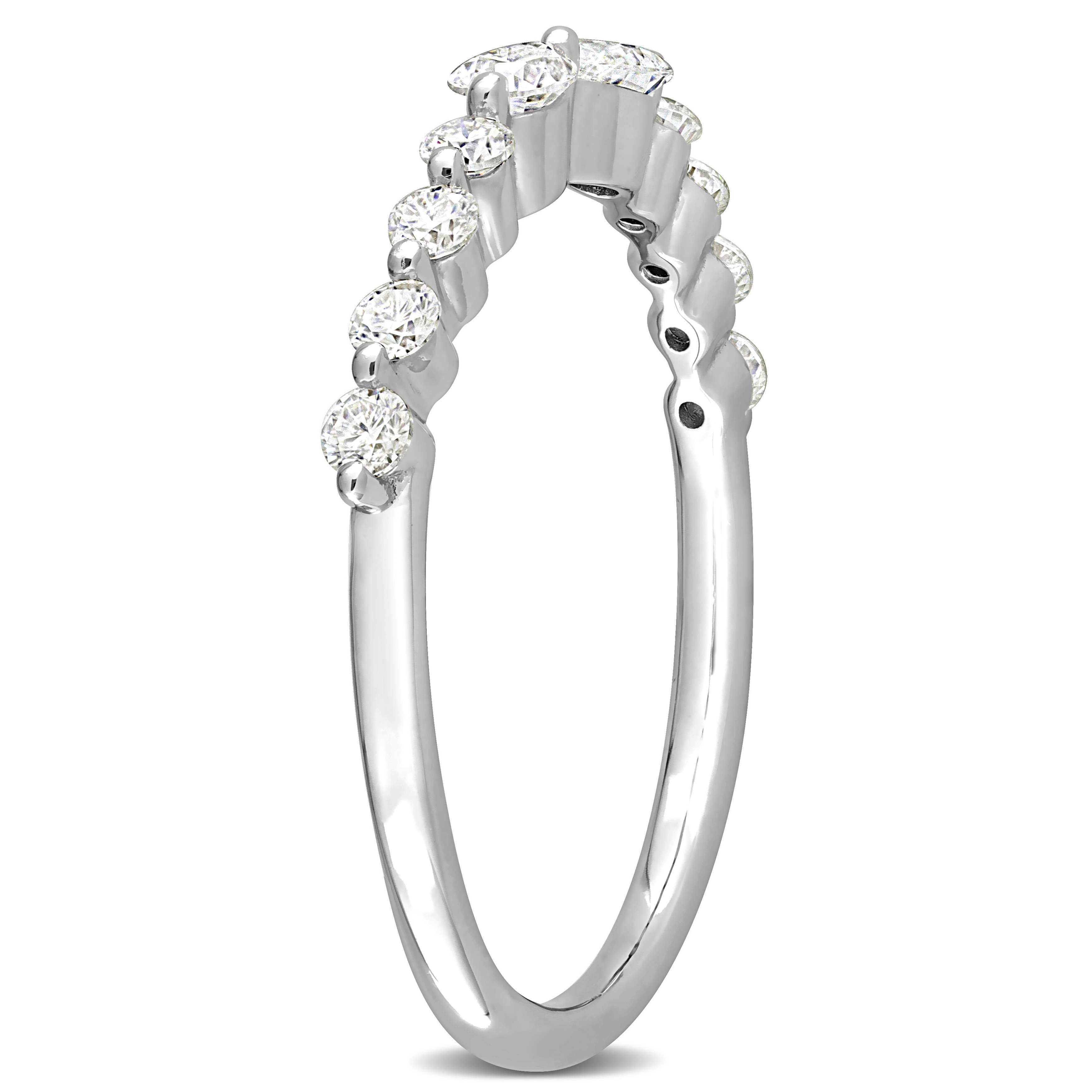 5/8 CT DEW Created Moissanite Semi-Eternity Ring in Sterling Silver