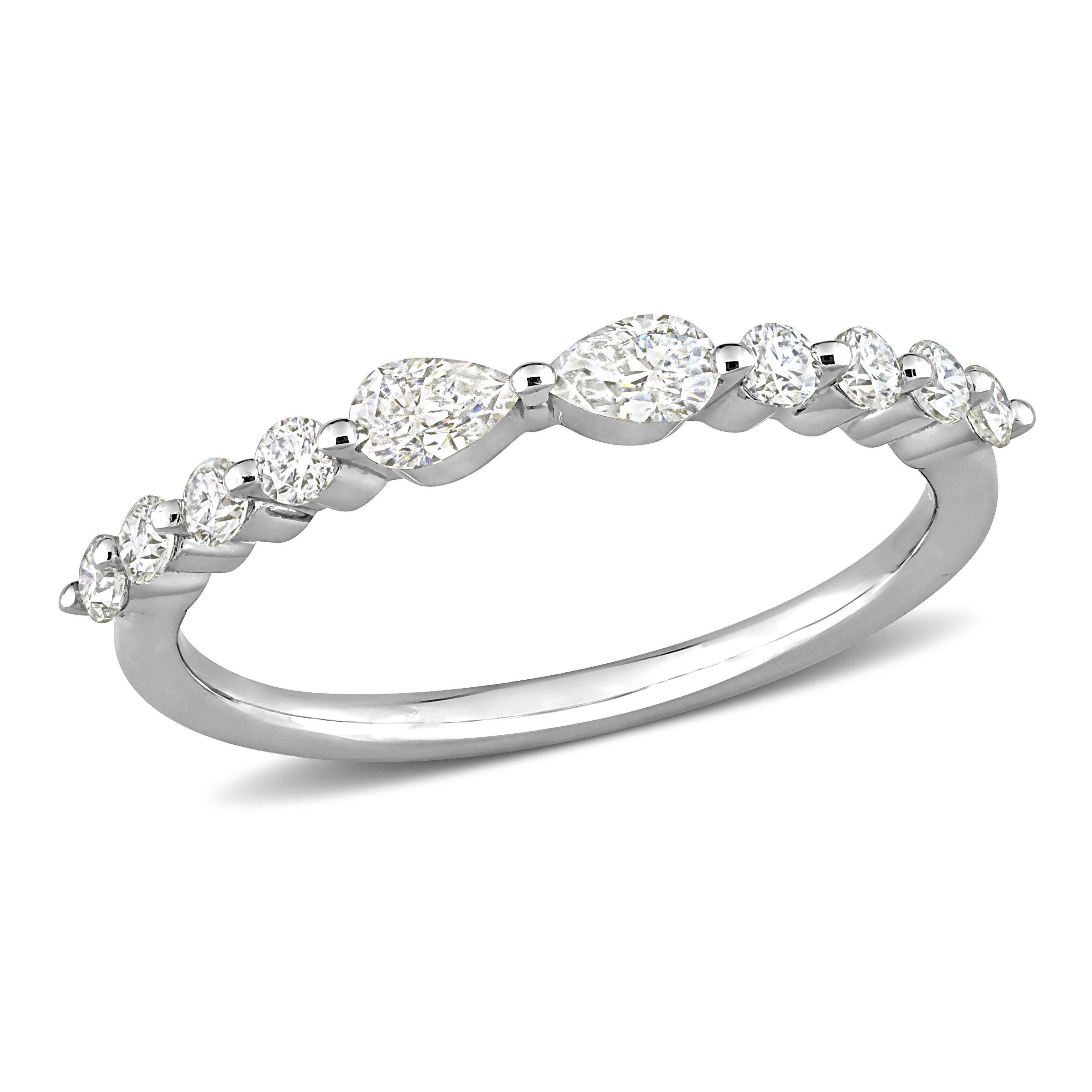 5/8 CT DEW Created Moissanite Semi-Eternity Ring in Sterling Silver