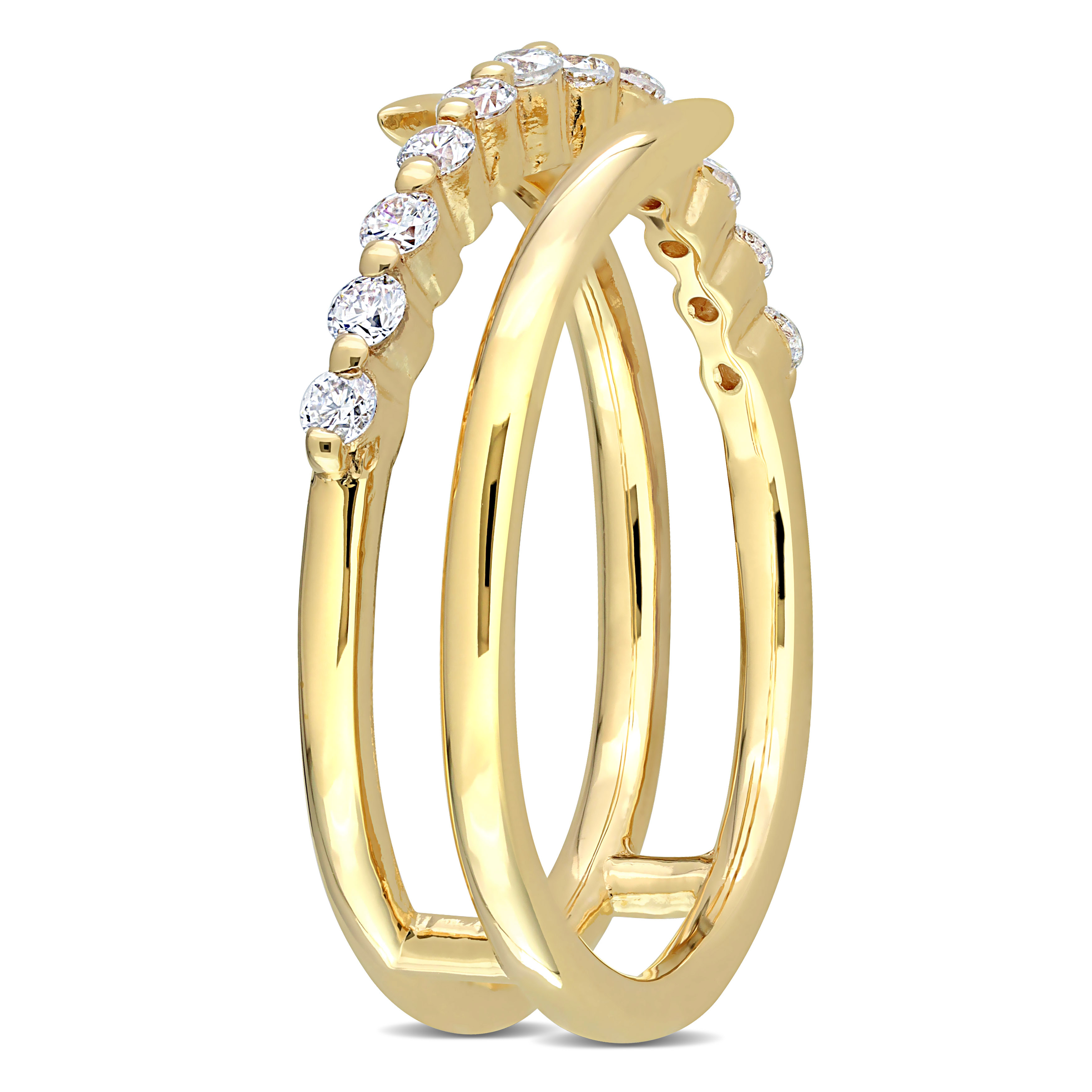 1/3 CT TGW Lab Created Diamond Coil Ring 1in 18k Yellow Micron Plated Sterling Silver
