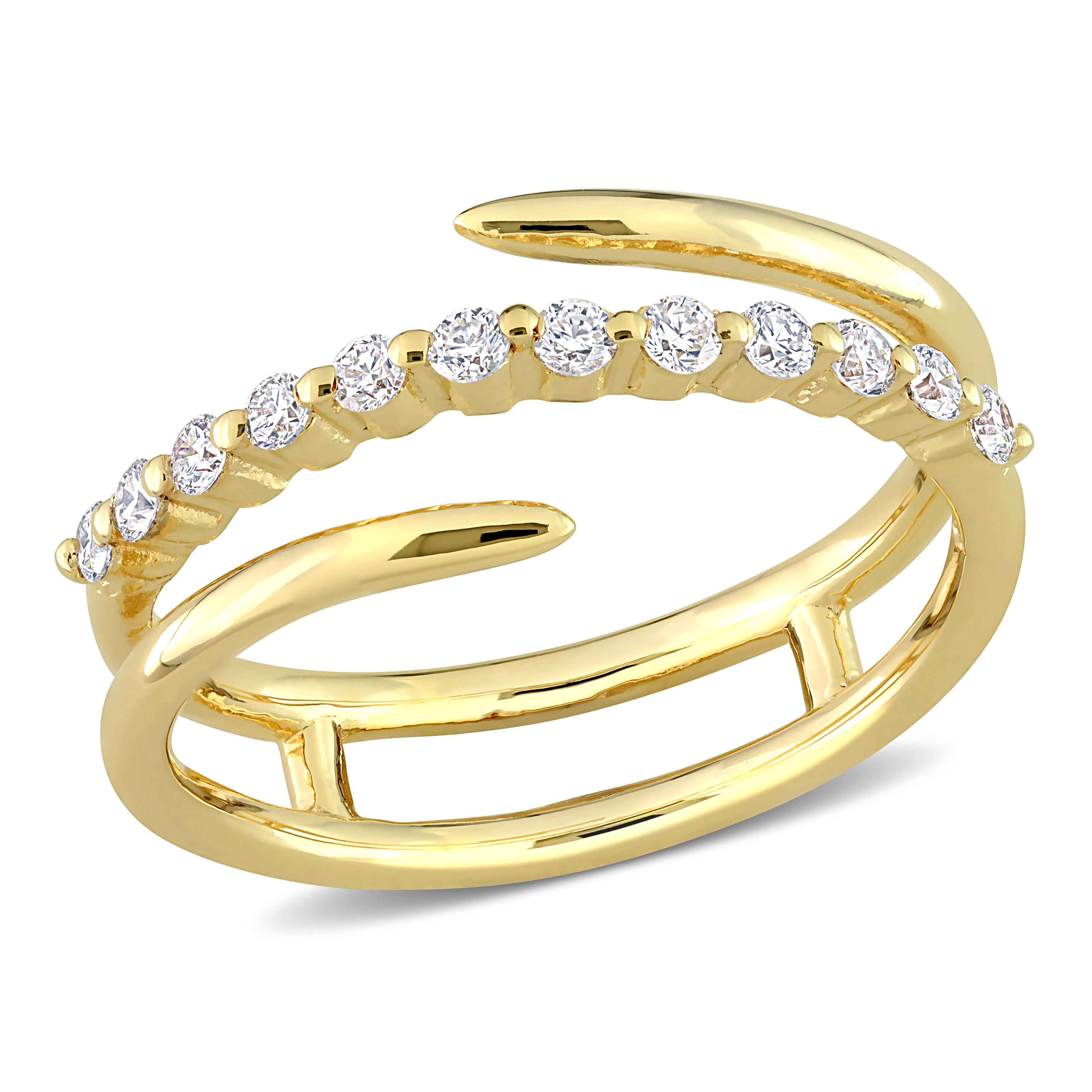 1/3 CT TGW Lab Created Diamond Coil Ring 1in 18k Yellow Micron Plated Sterling Silver