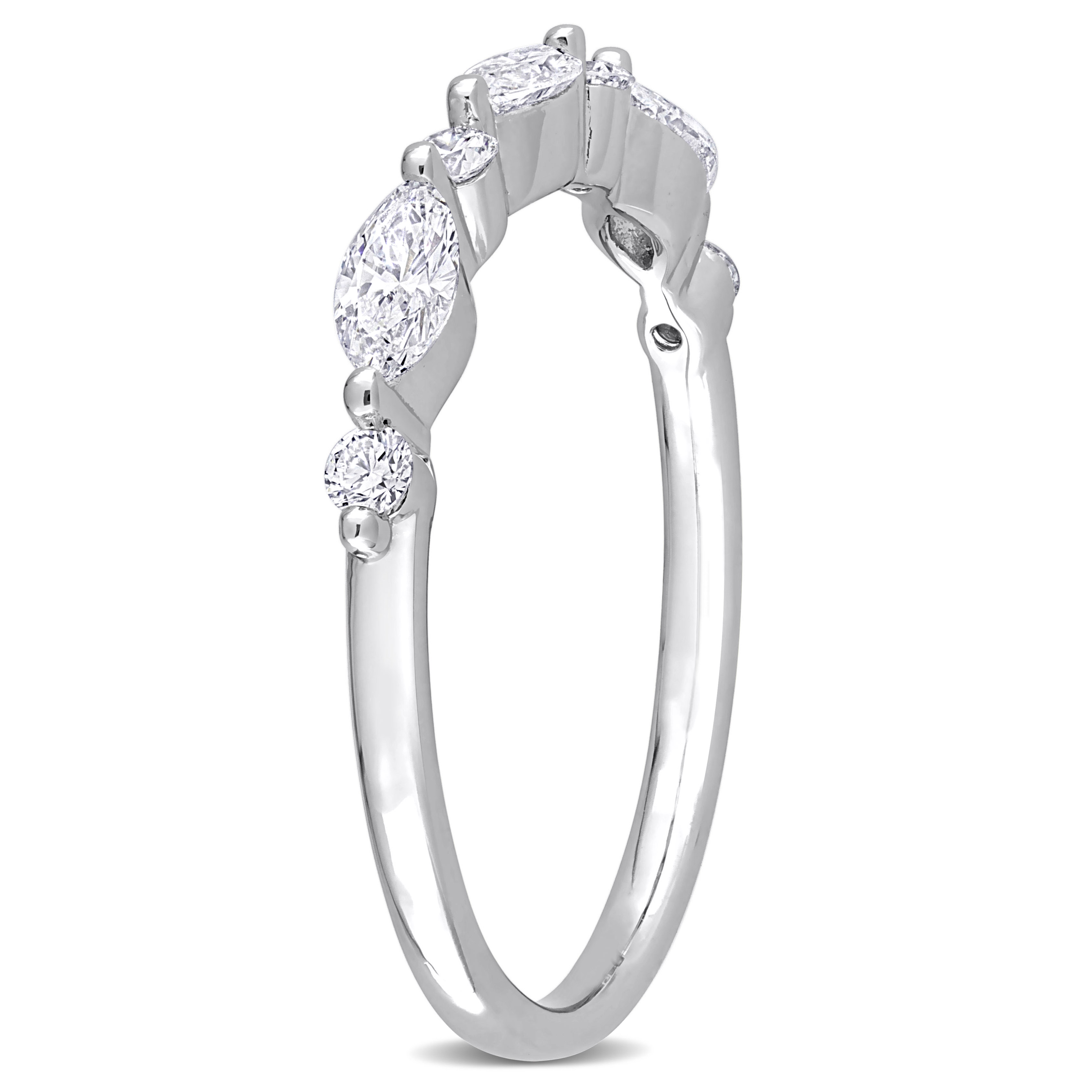3/5 CT TGW Lab Created Diamond Semi-Eternity Ring in Platinum Plated Sterling Silver