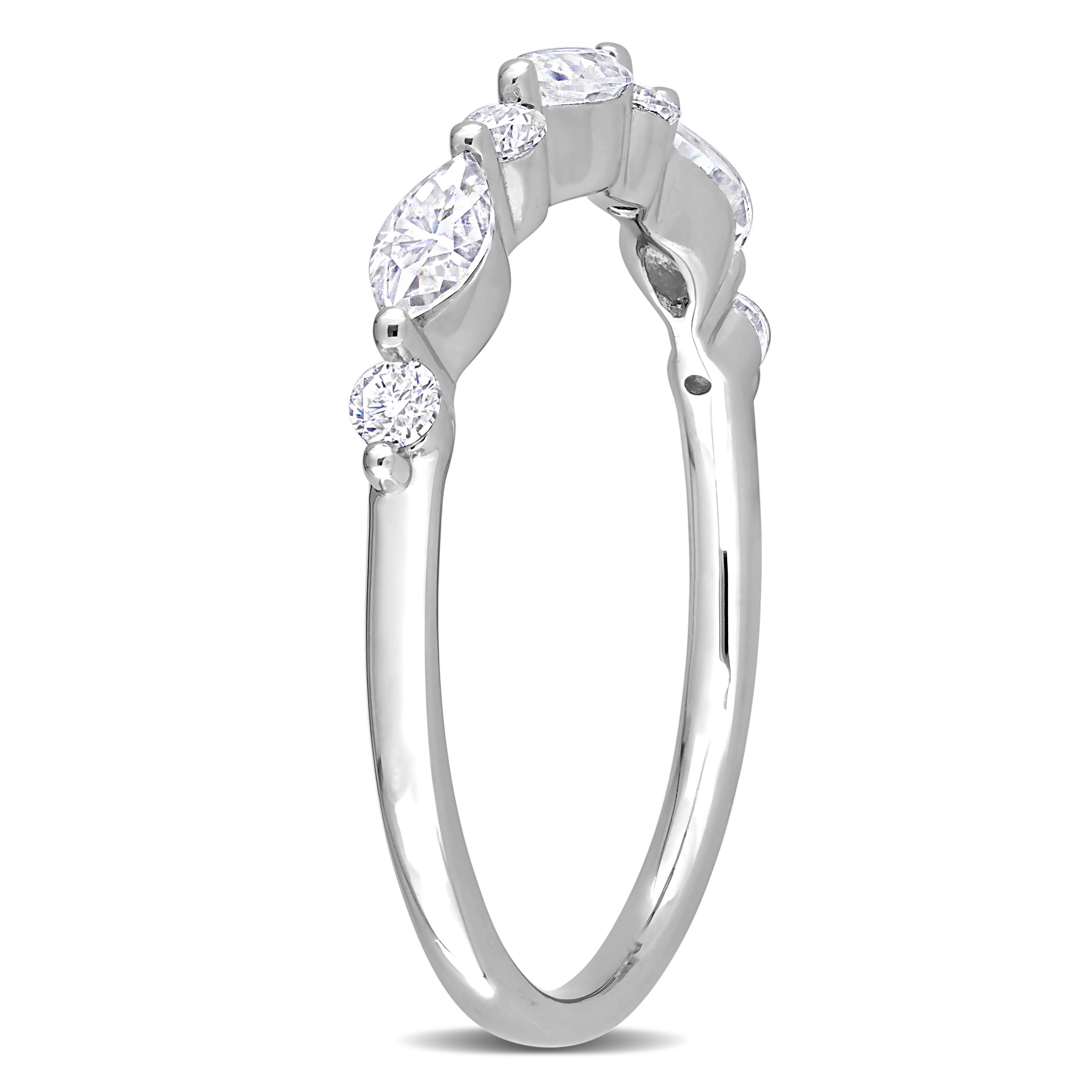 1/2 CT DEW Created Moissanite Semi-Eternity Ring in Sterling Silver