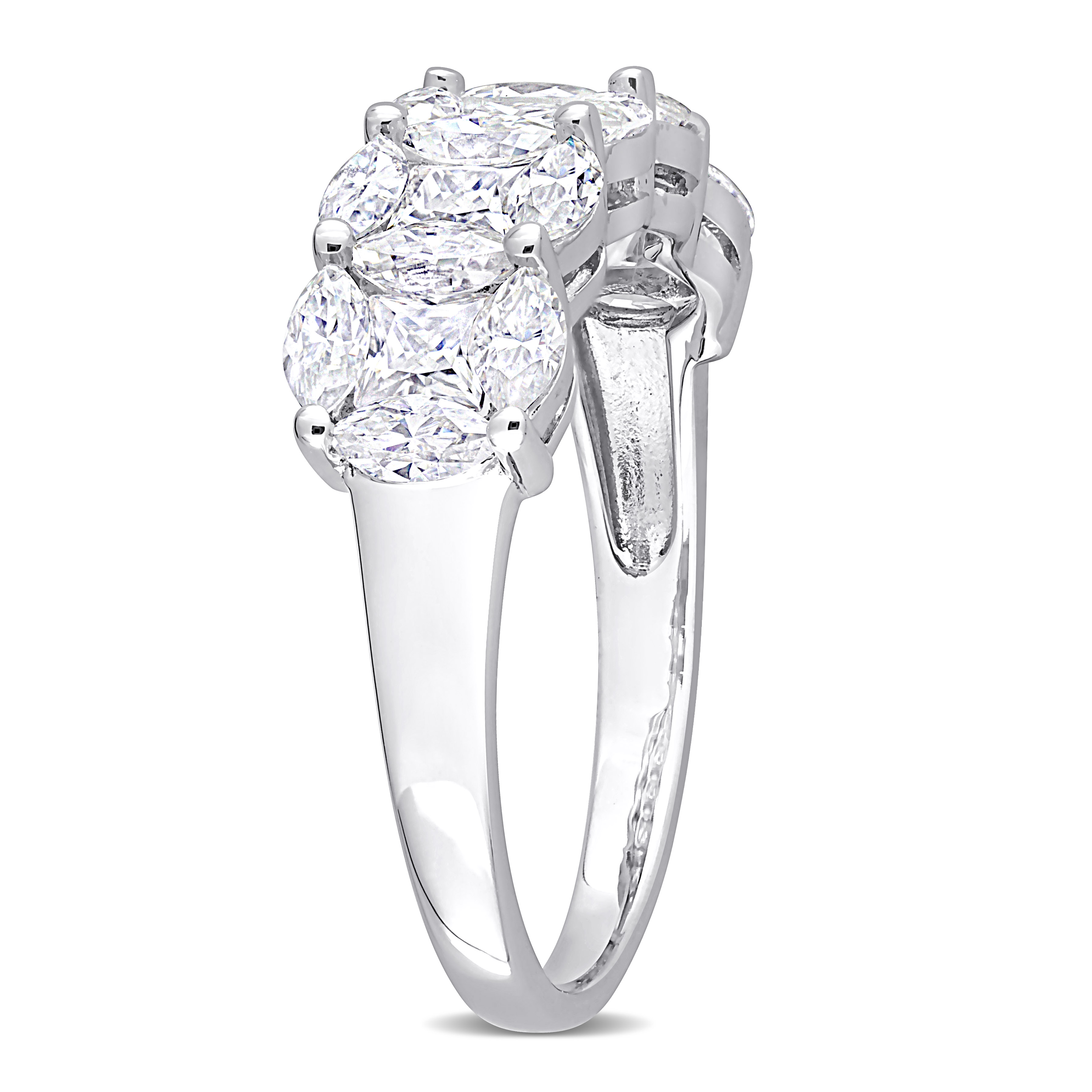 2 1/2 CT DEW Marquise and Princess Cut Created Moissanite Anniversary Ring in Sterling Silver