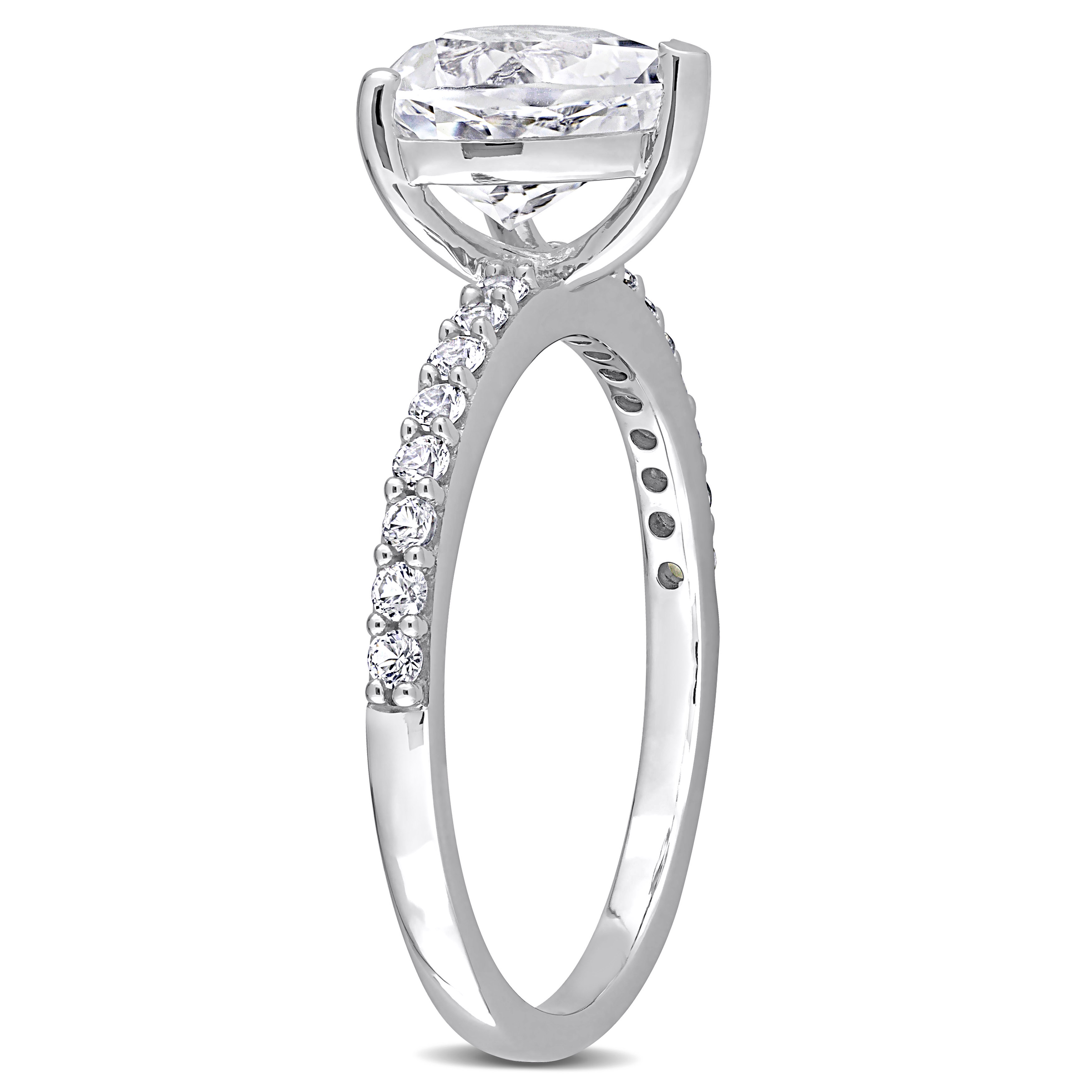2 3/5 CT TGW Heart Shape Created White Sapphire Solitaire Engagement Ring in 10k White Gold