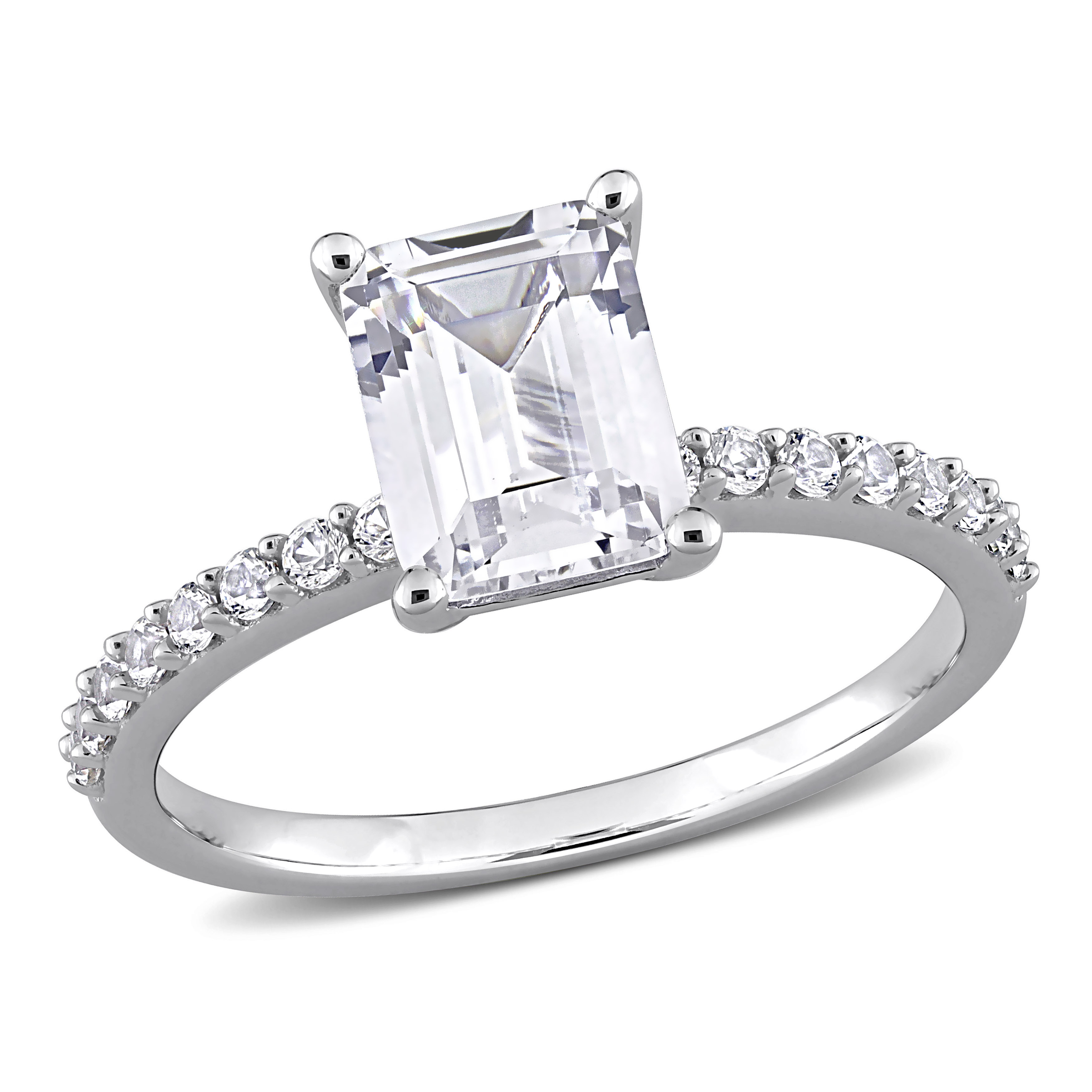 2 1/3 CT TGW Emerald Cut Created White Sapphire Solitaire Engagement Ring in 10k White Gold