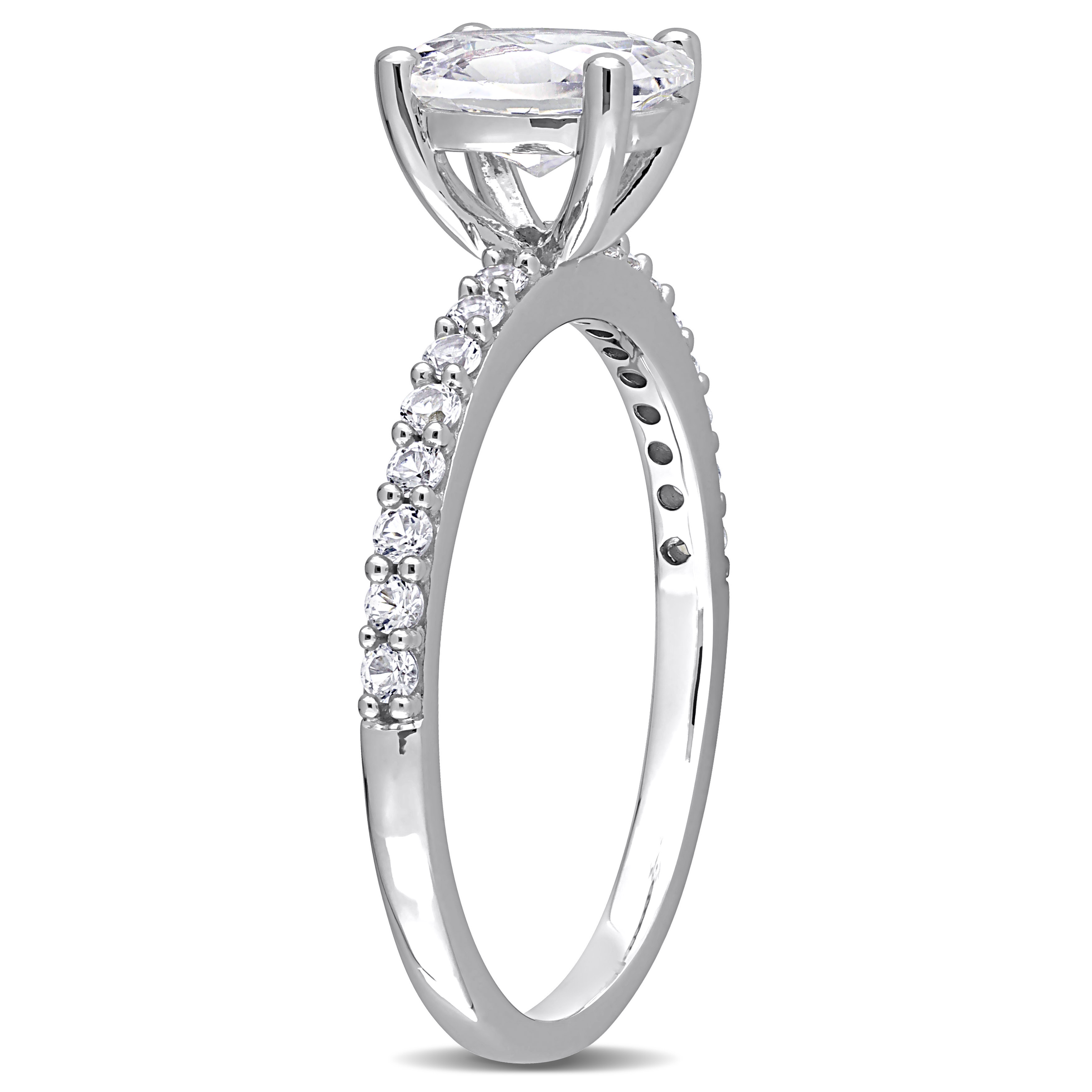 2 1/3 CT TGW Oval Shape Created White Sapphire Solitaire Engagement Ring in 10k White Gold