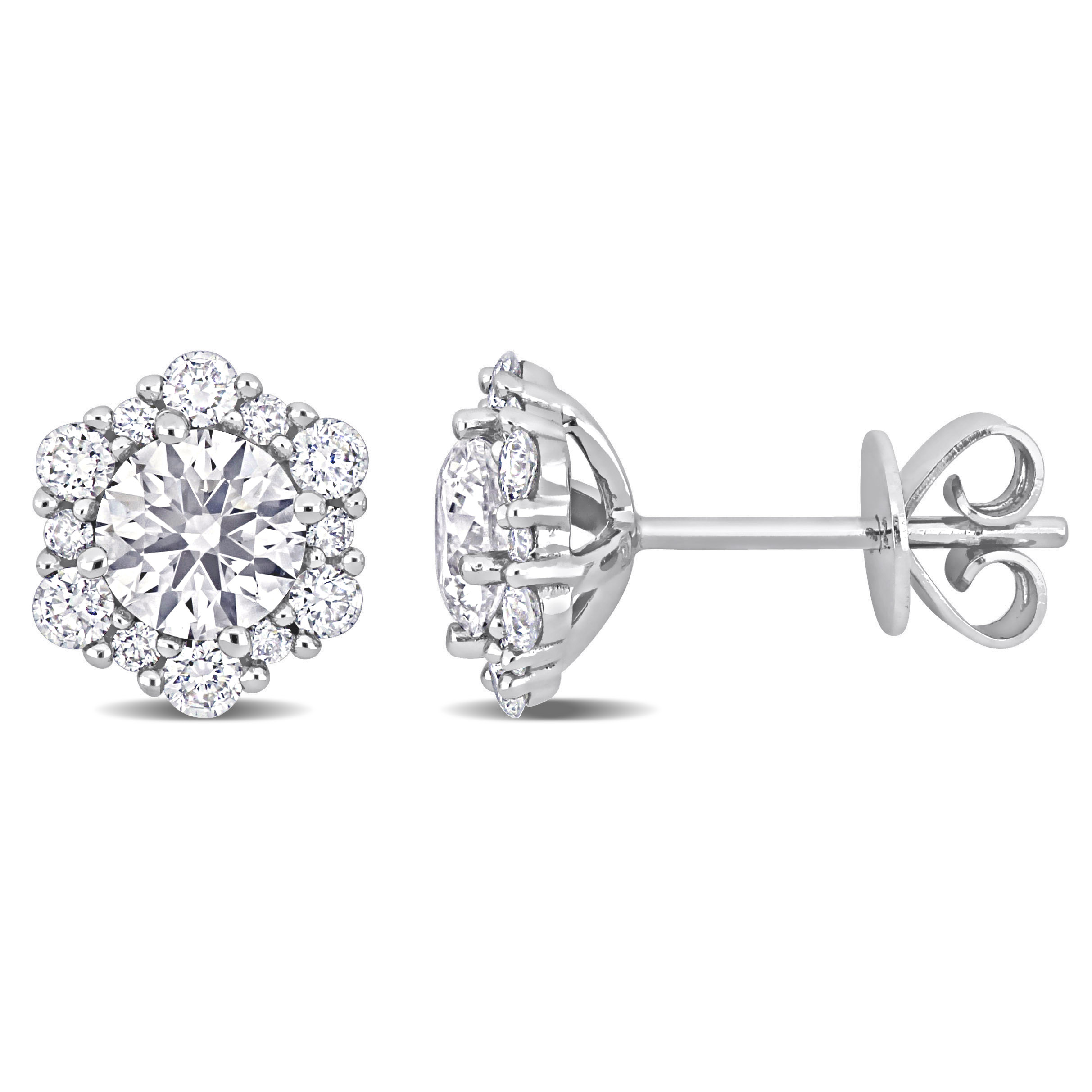 1 2/5 CT TW Diamond Floral Stud Earrings in 14k White Gold