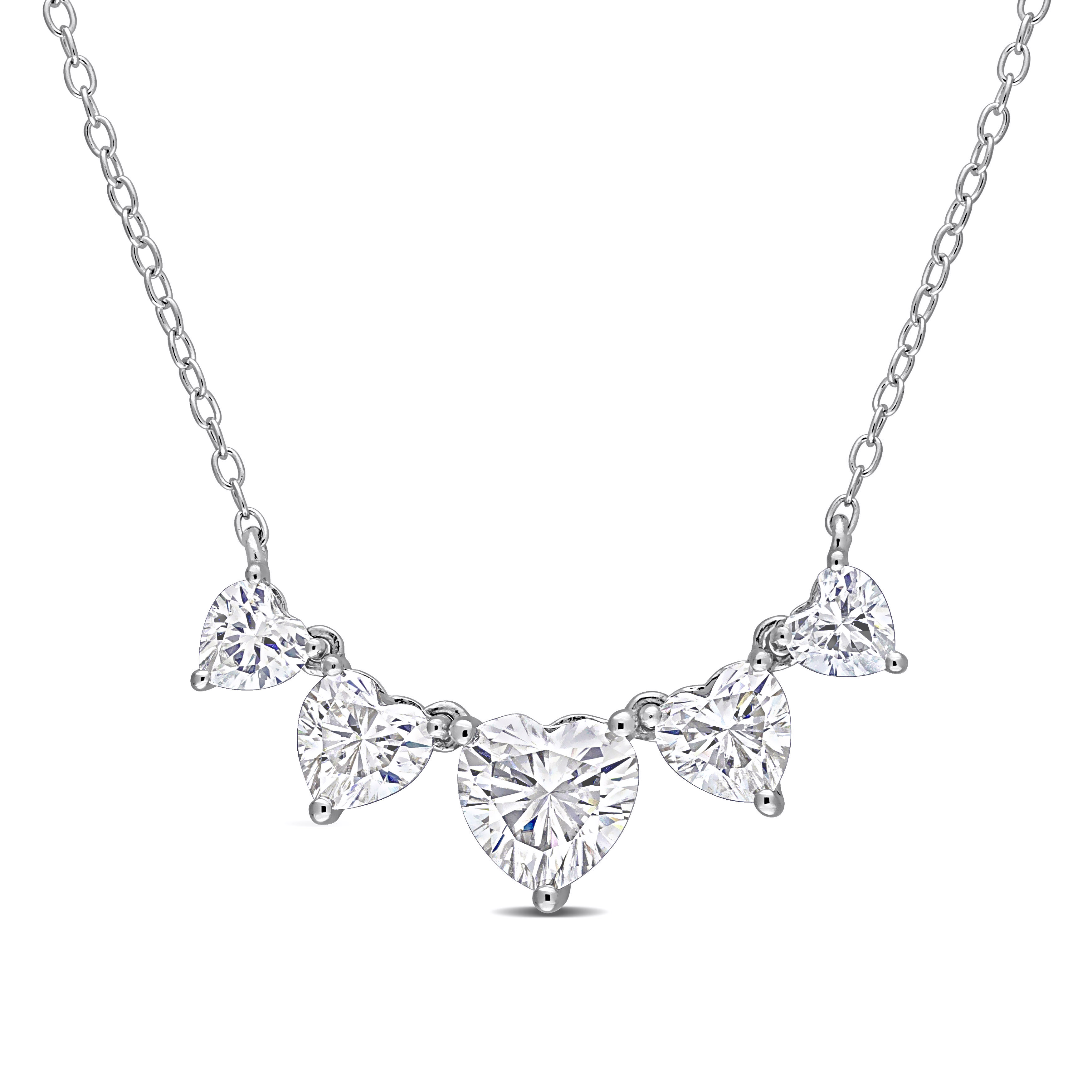 2 1/2 CT DEW Created Moissanite Multi-Heart Necklace in Sterling Silver - 17 in.