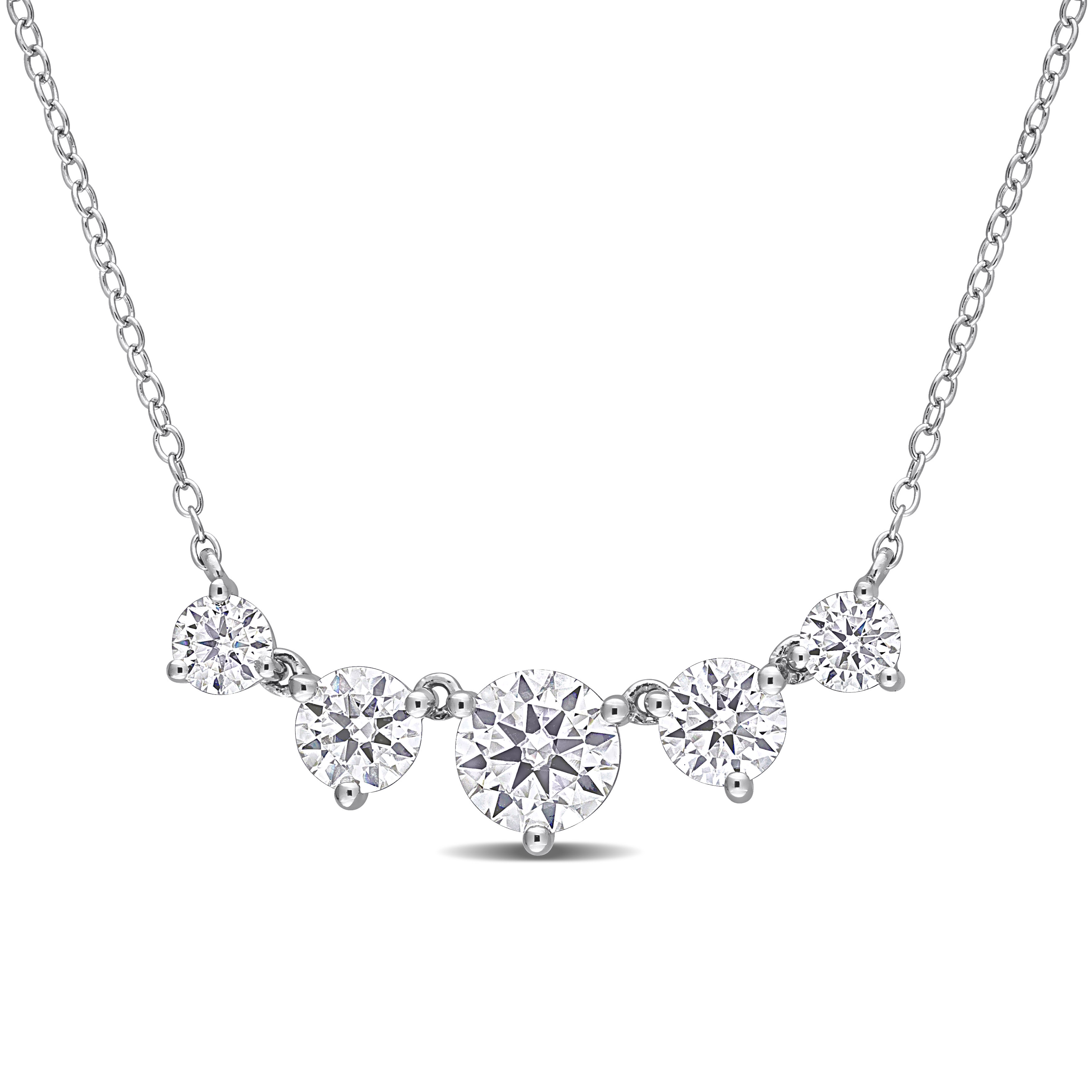 2 1/2 CT DEW Created Moissanite Heart Necklace in Sterling Silver - 17 in.