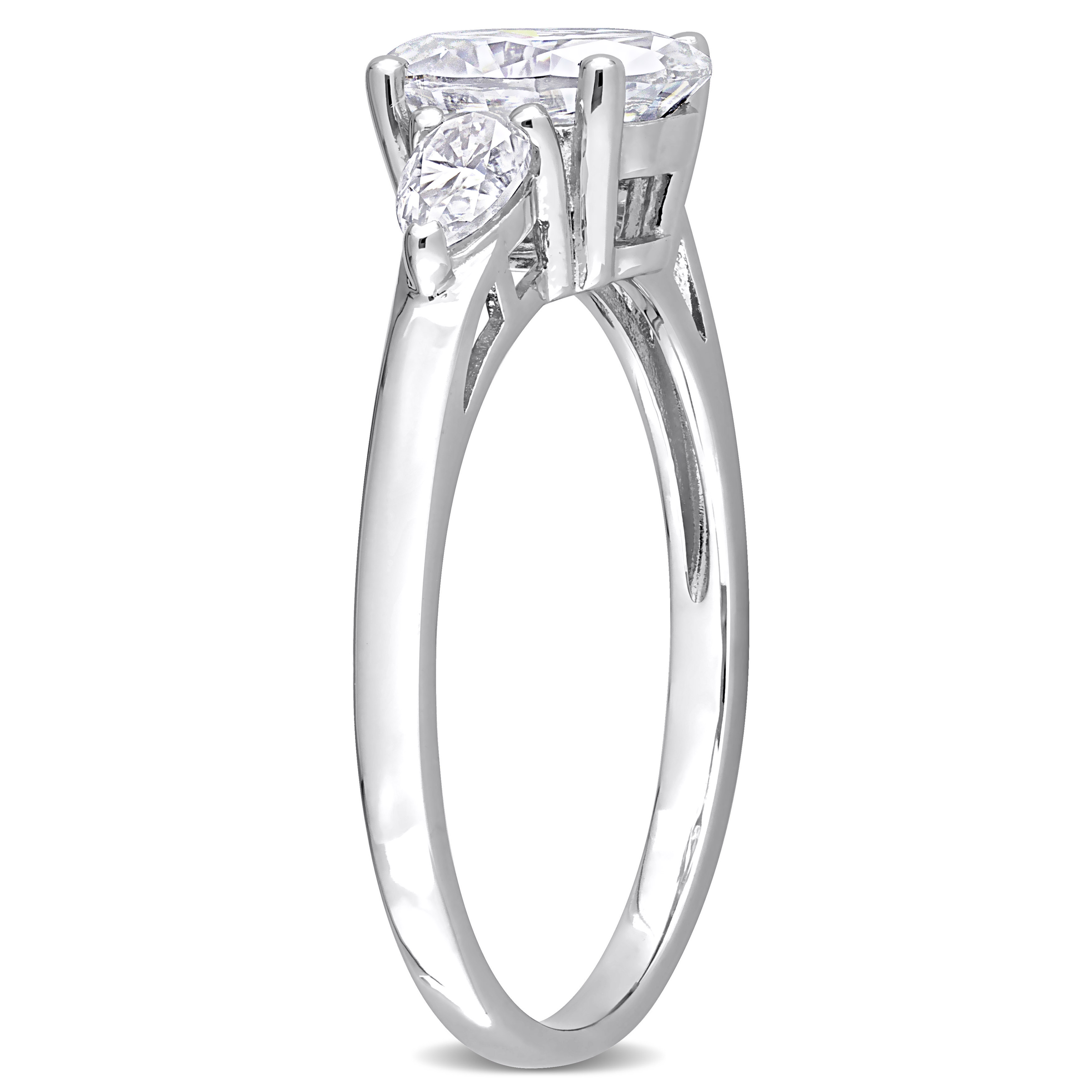 1 3/4 CT DEW Created Moissanite Three-Stone Engagement Ring in Sterling Silver