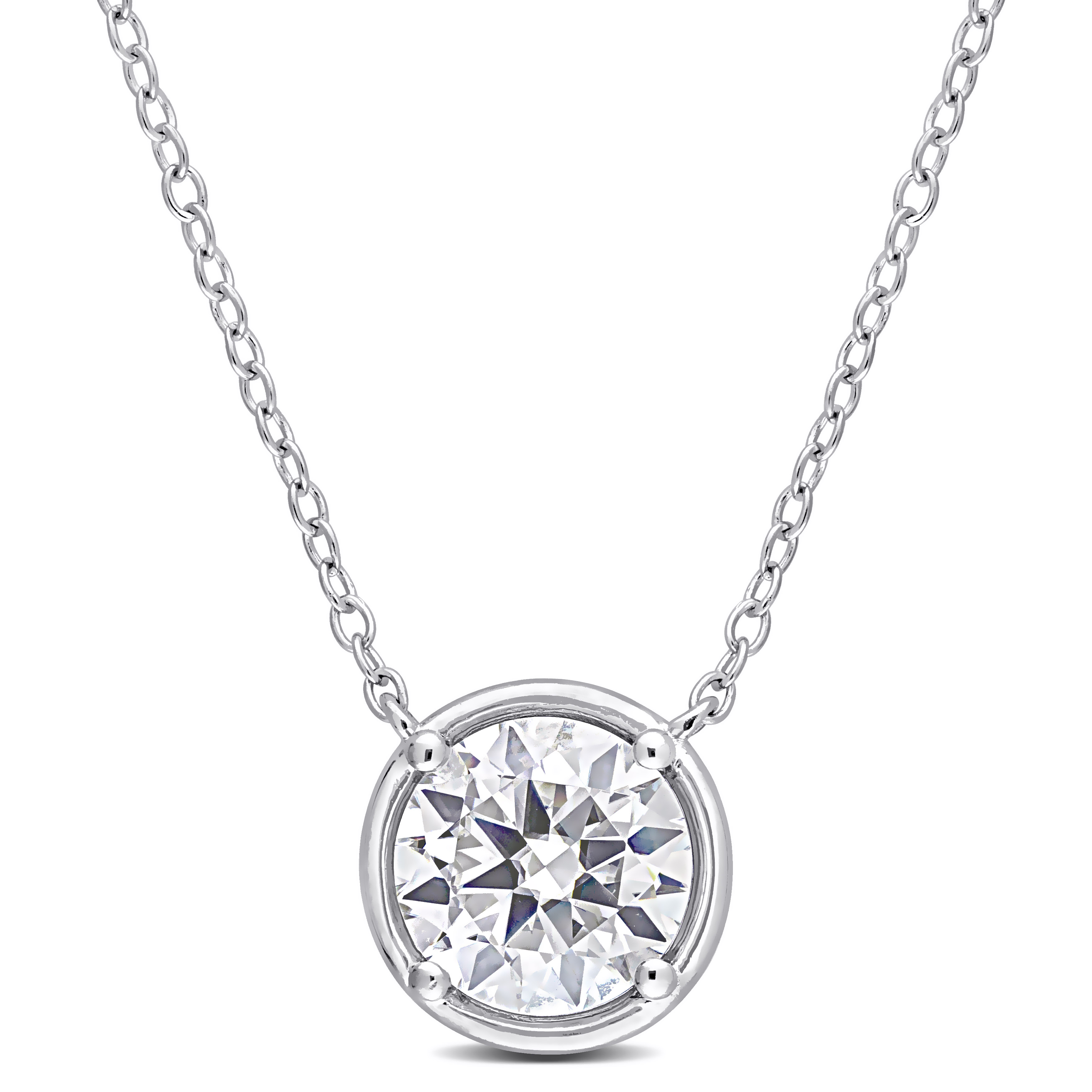 1 4/5 CT TGW Created Moissanite Halo Circle Pendant with Chain in Sterling Silver