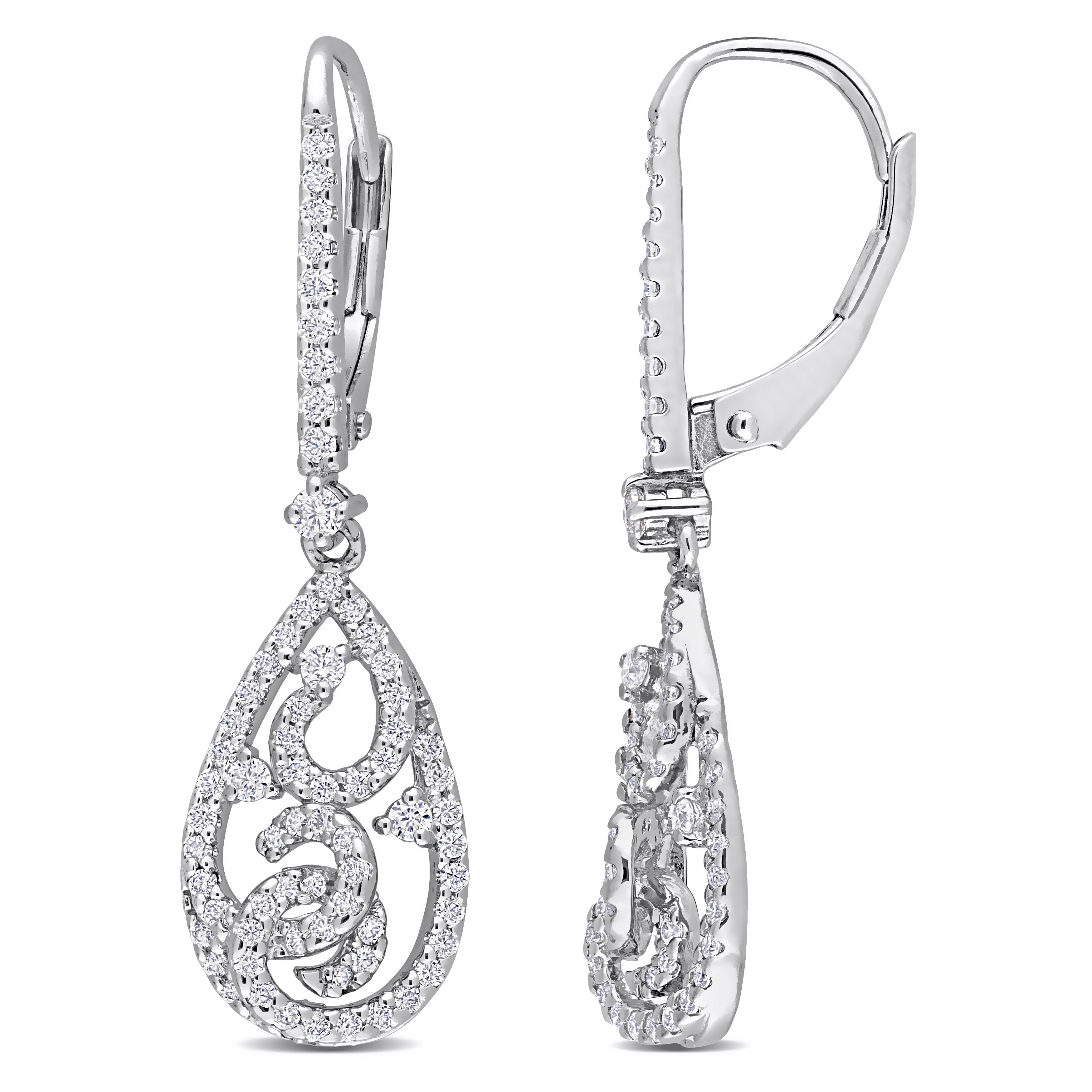 4/5 CT DEW Created Moissanite leverback Dangle Earrings in Sterling Silver