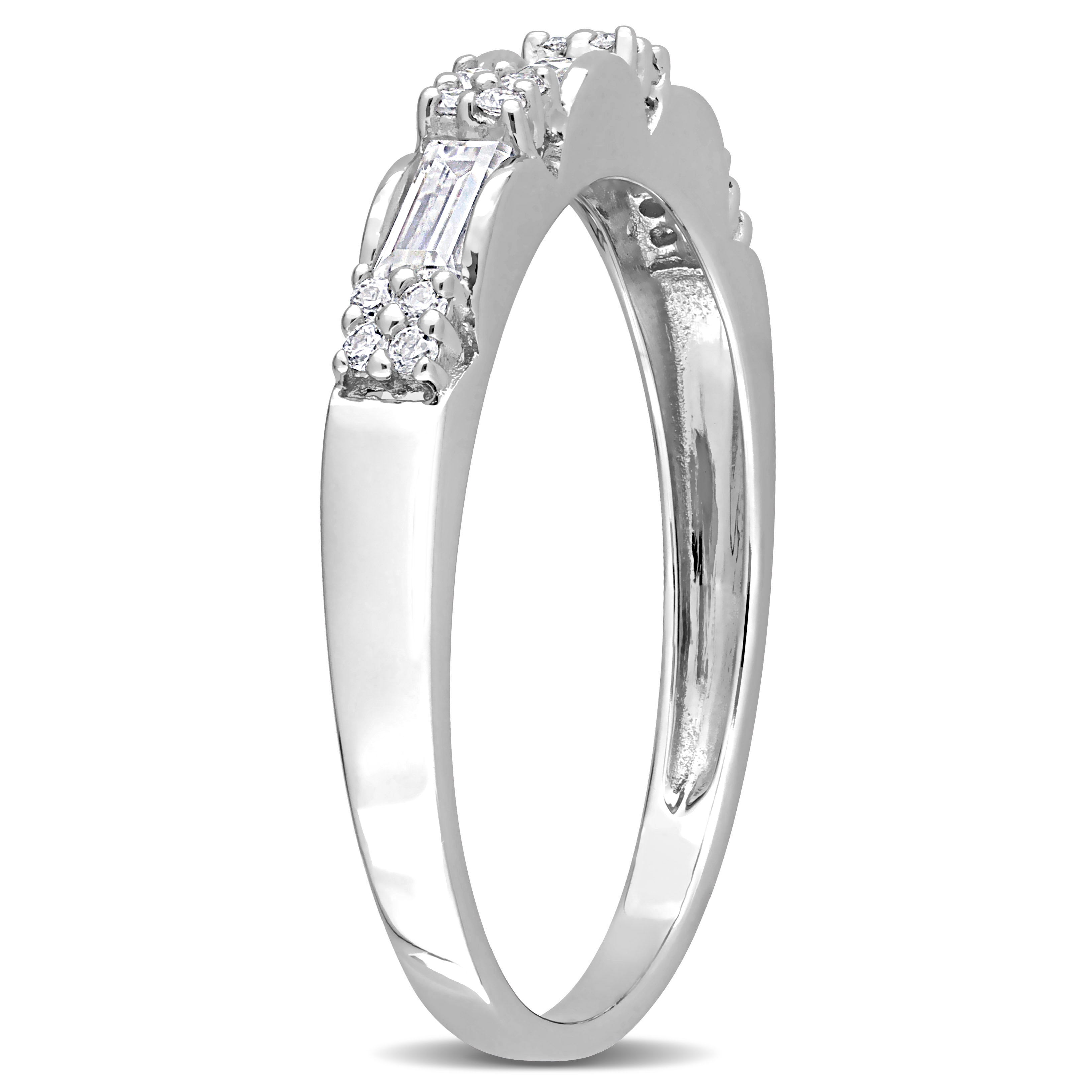 1/2 CT DEW Created Moissanite Anniversary Ring in Sterling Silver