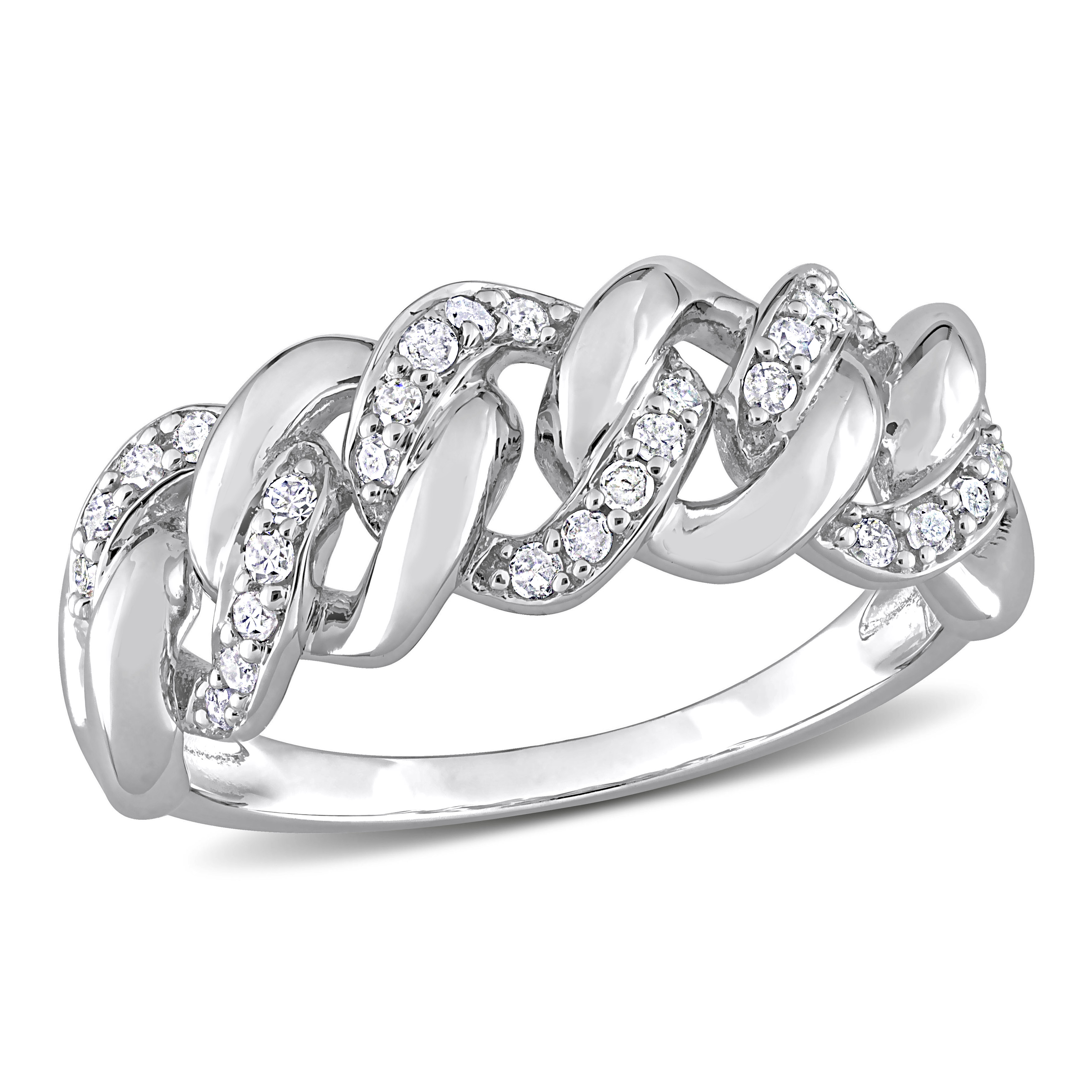 1/4 CT TW Diamond Oval Link Ring in Sterling Silver