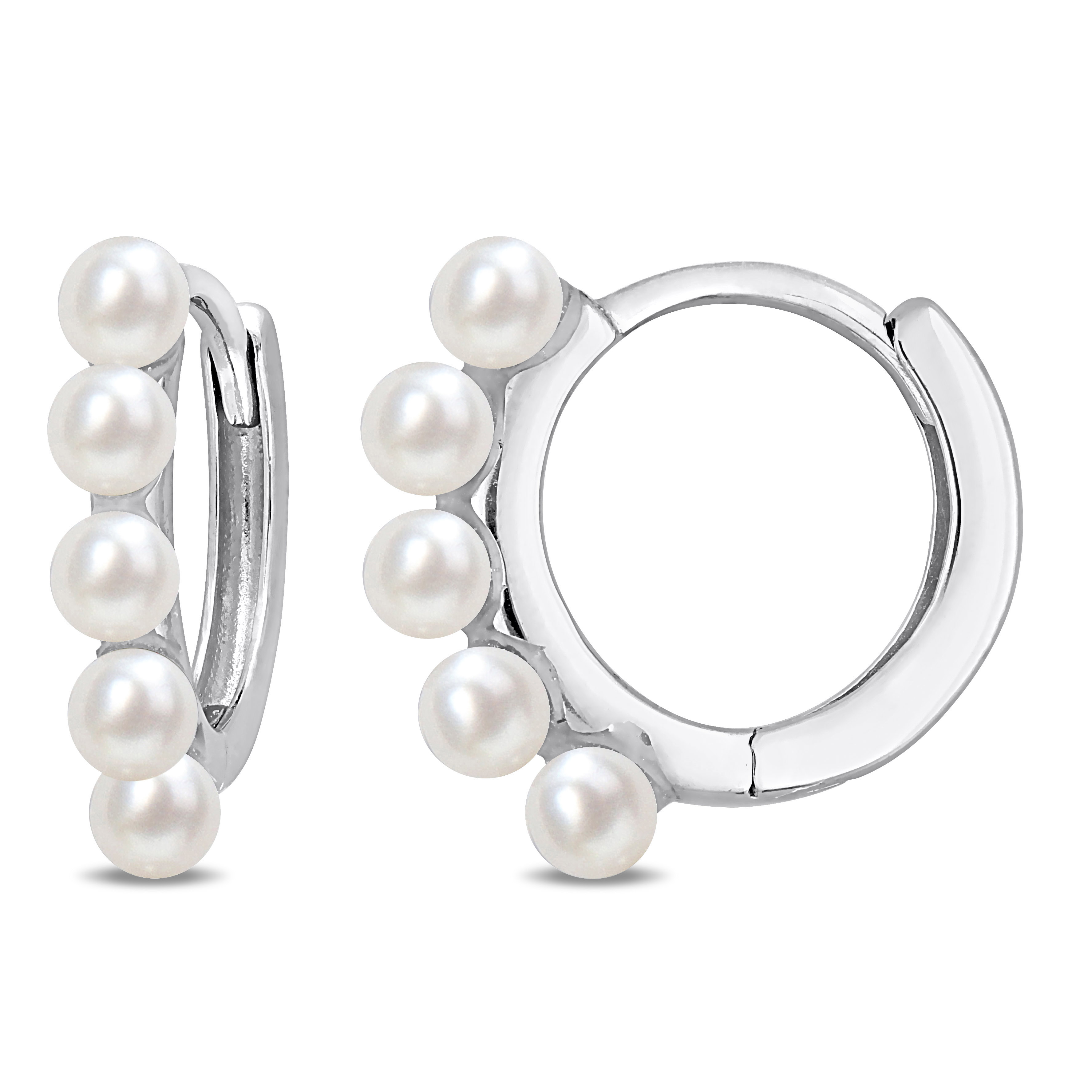 2-2.5 MM Cultured Freshwater Pearl Mini Hoop Earrings in 10k White Gold