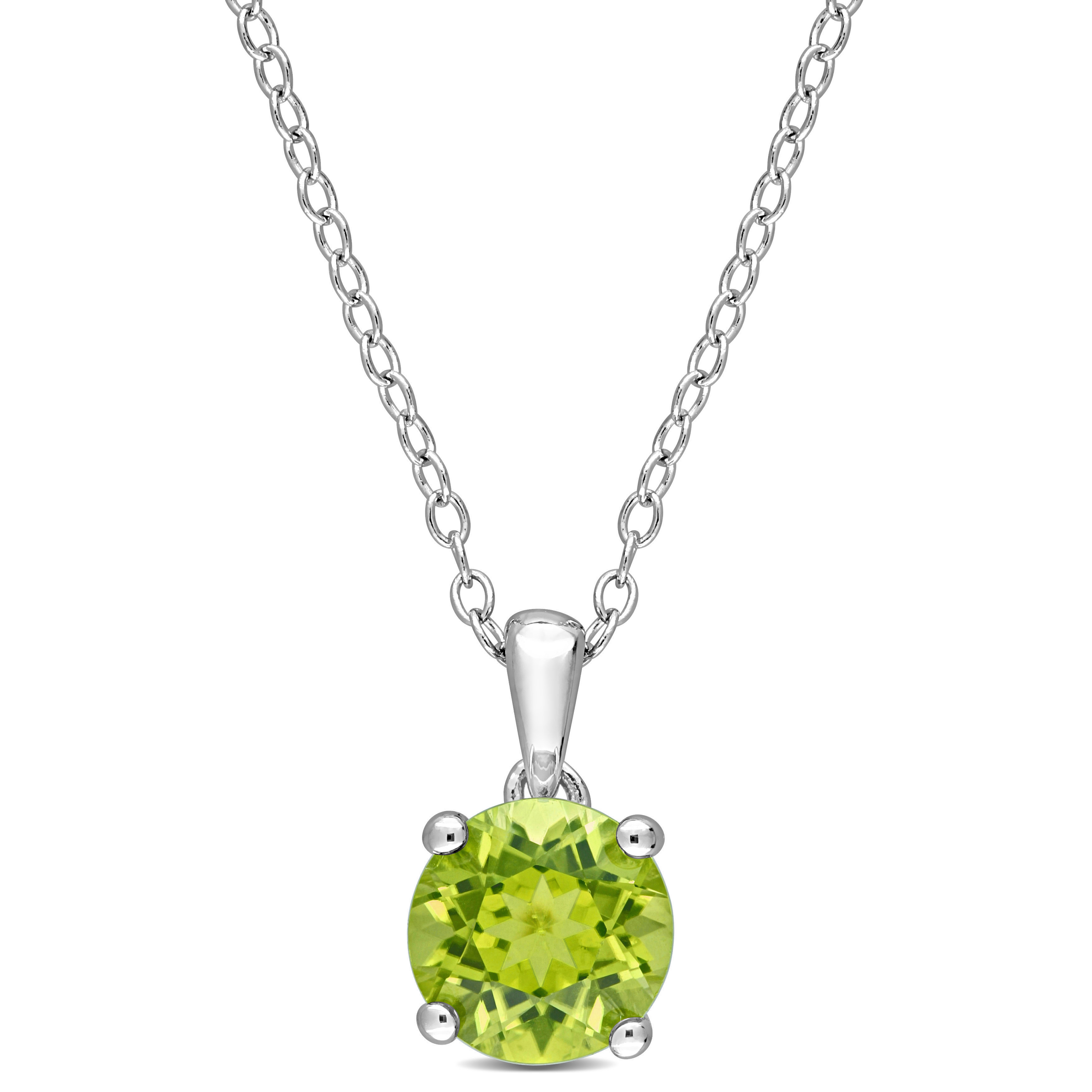 1 1/2 CT TGW Peridot Solitaire Pendant with Chain in Sterling Silver