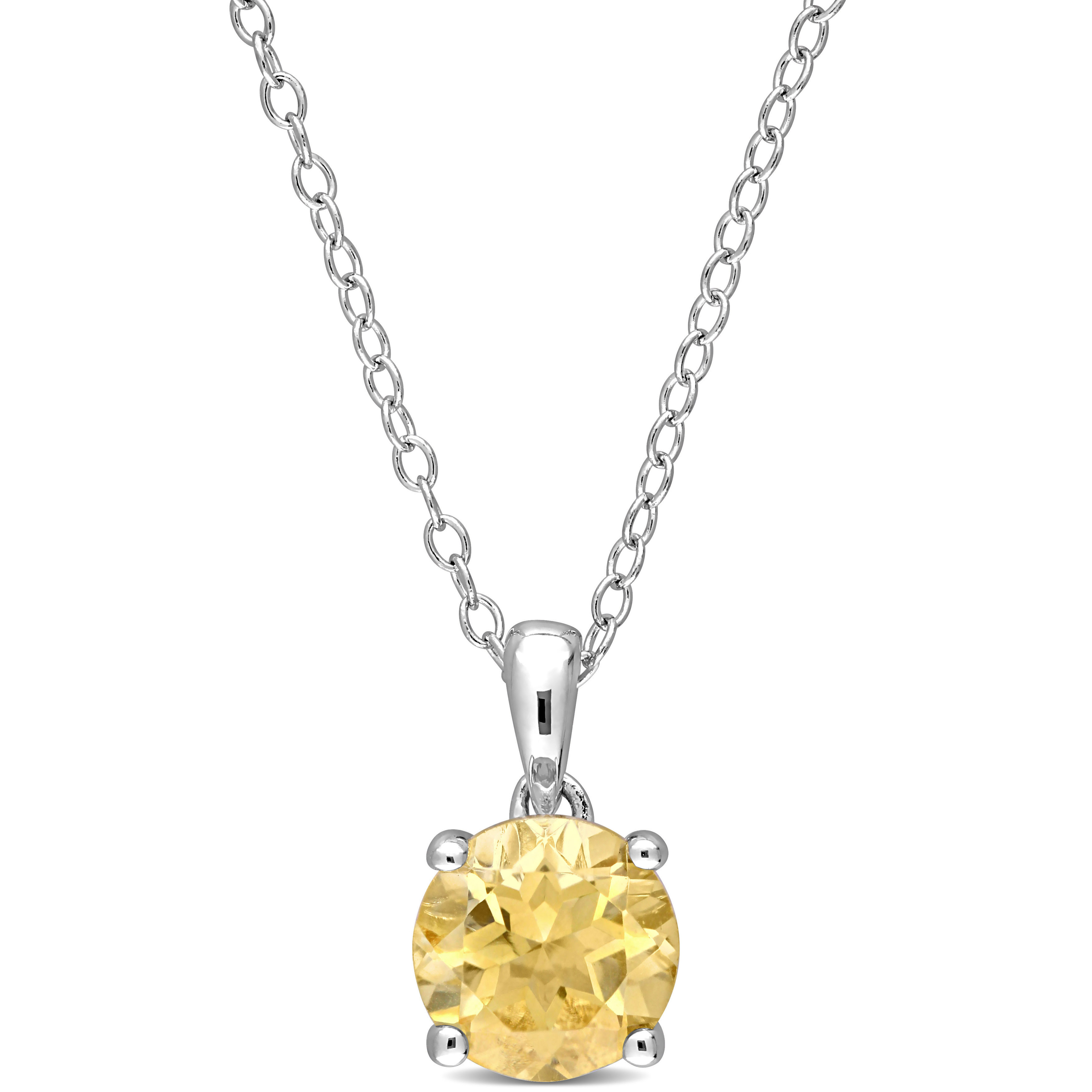 1 1/4 CT TGW Citrine Solitaire Pendant with Chain in Sterling Silver