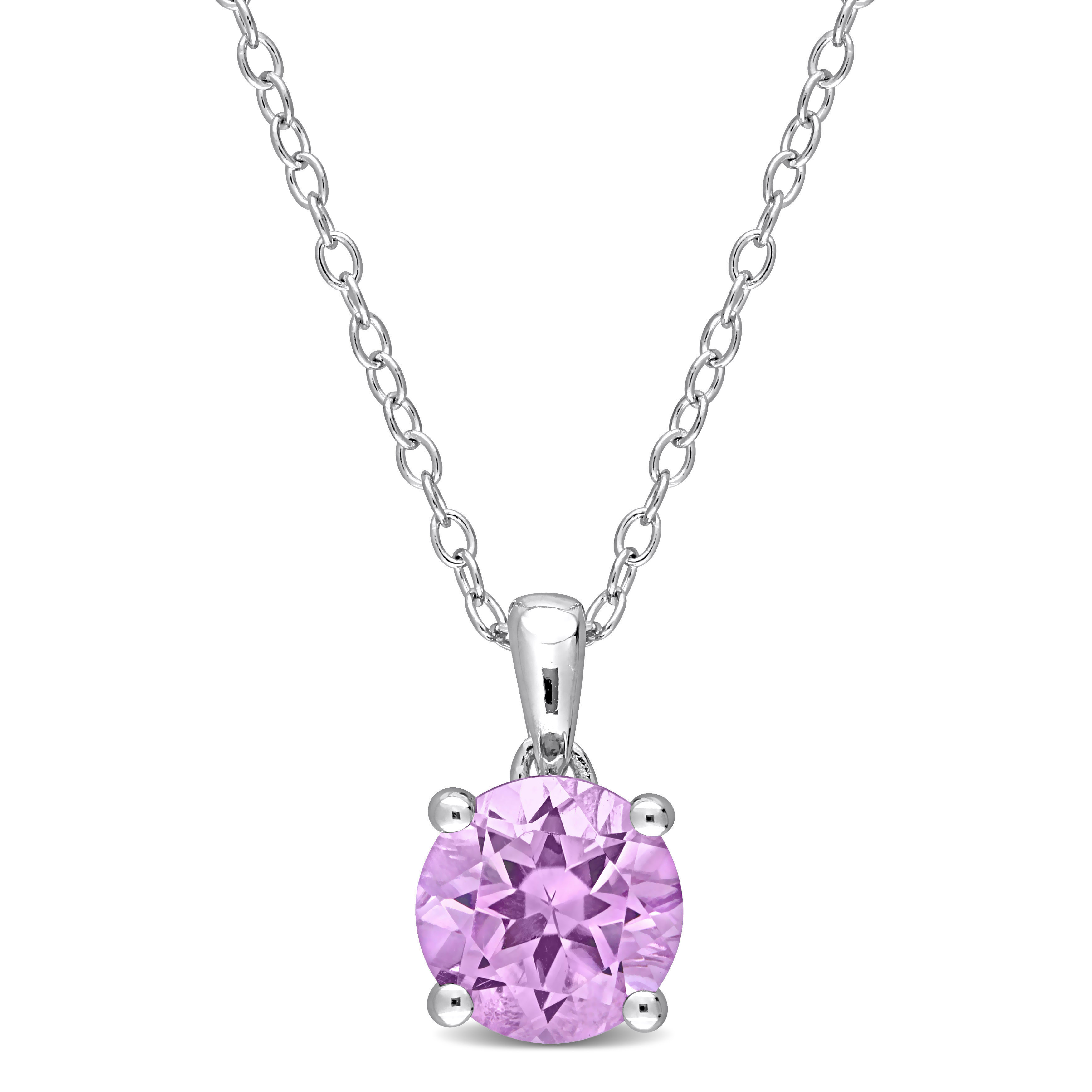 1 1/3 CT TGW Amethyst Solitaire Pendant with Chain in Sterling Silver