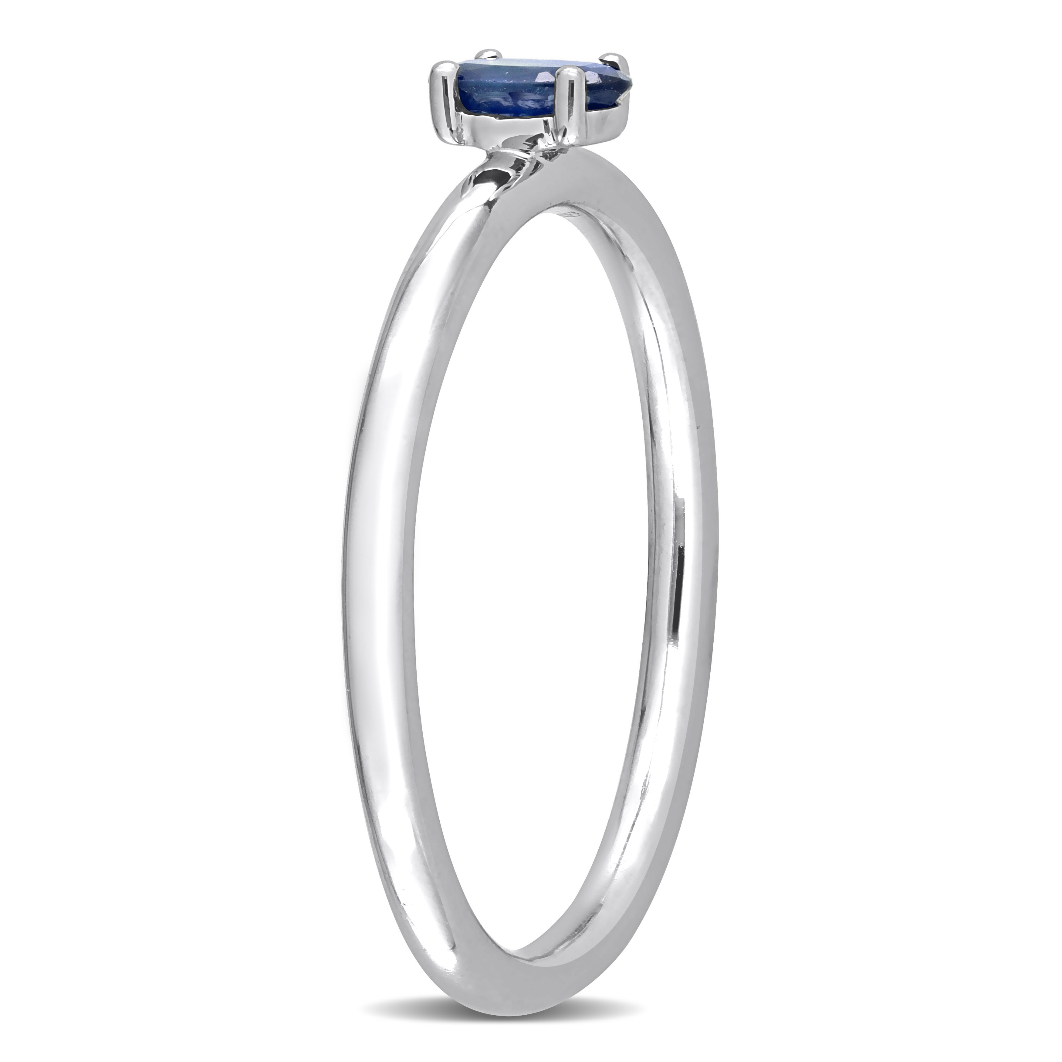 1/3 CT TGW Oval Blue Sapphire Stackable Ring in 10k White Gold