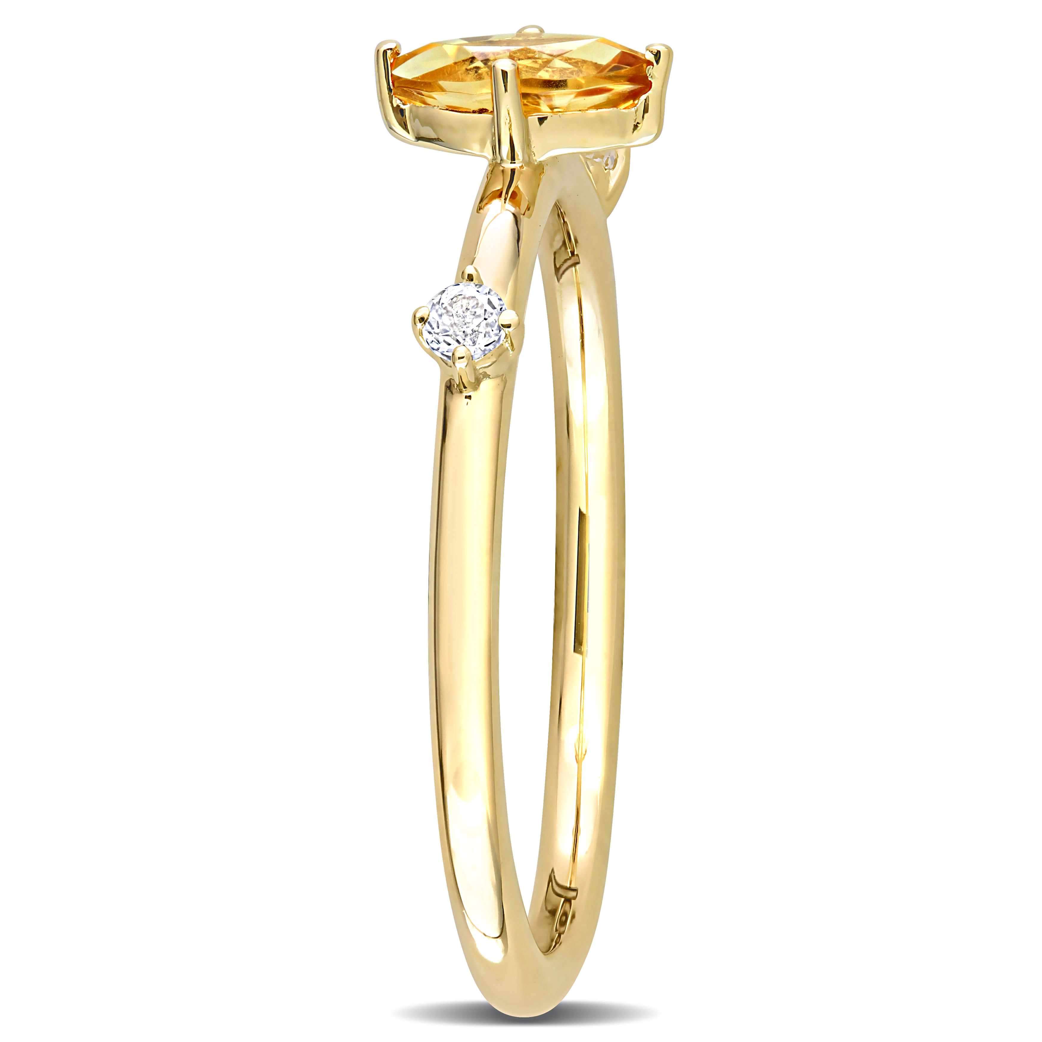 1/3 CT TGW Marquise Citrine and White Topaz Stackable Ring in 10k Yellow Gold