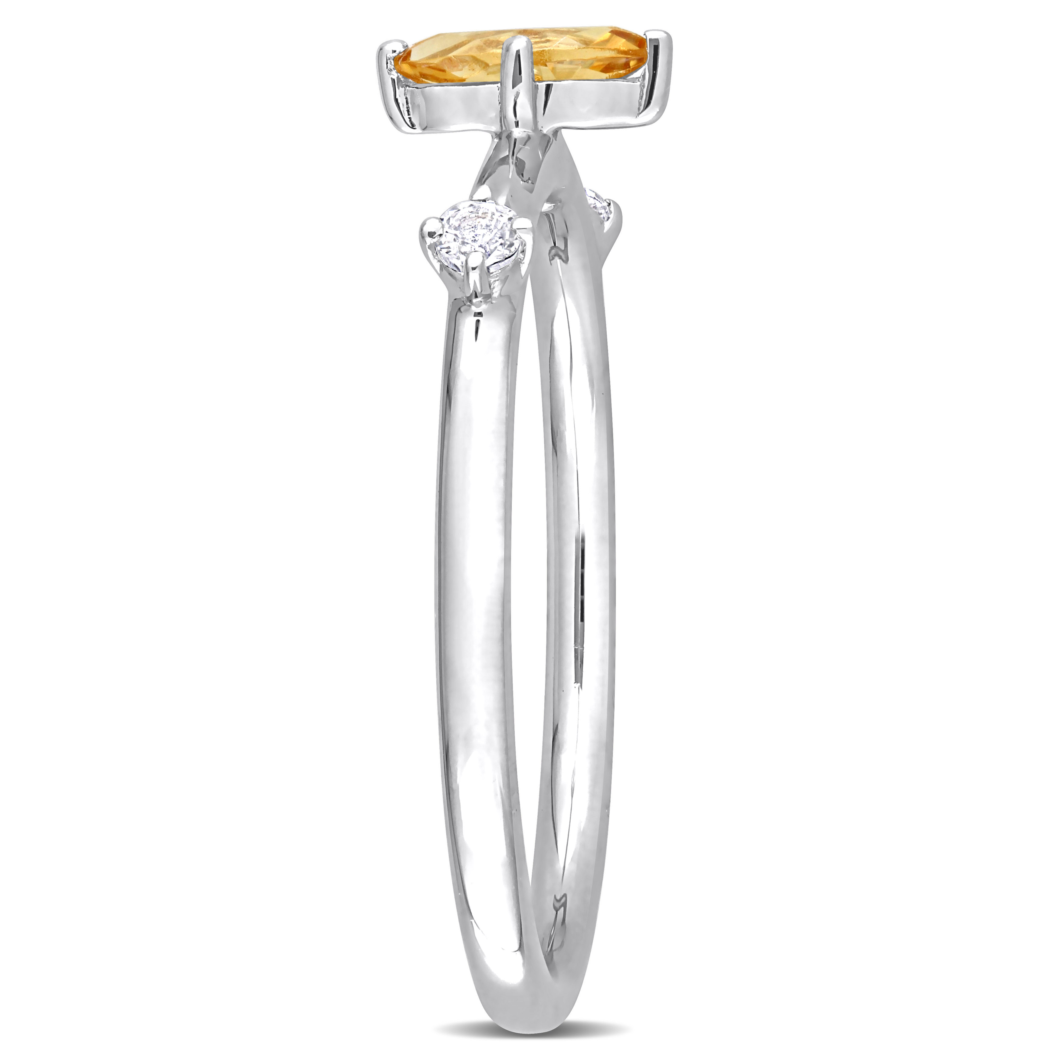 1/3 CT TGW Marquise Citrine and White Topaz 3-Stone Ring in Sterling Silver