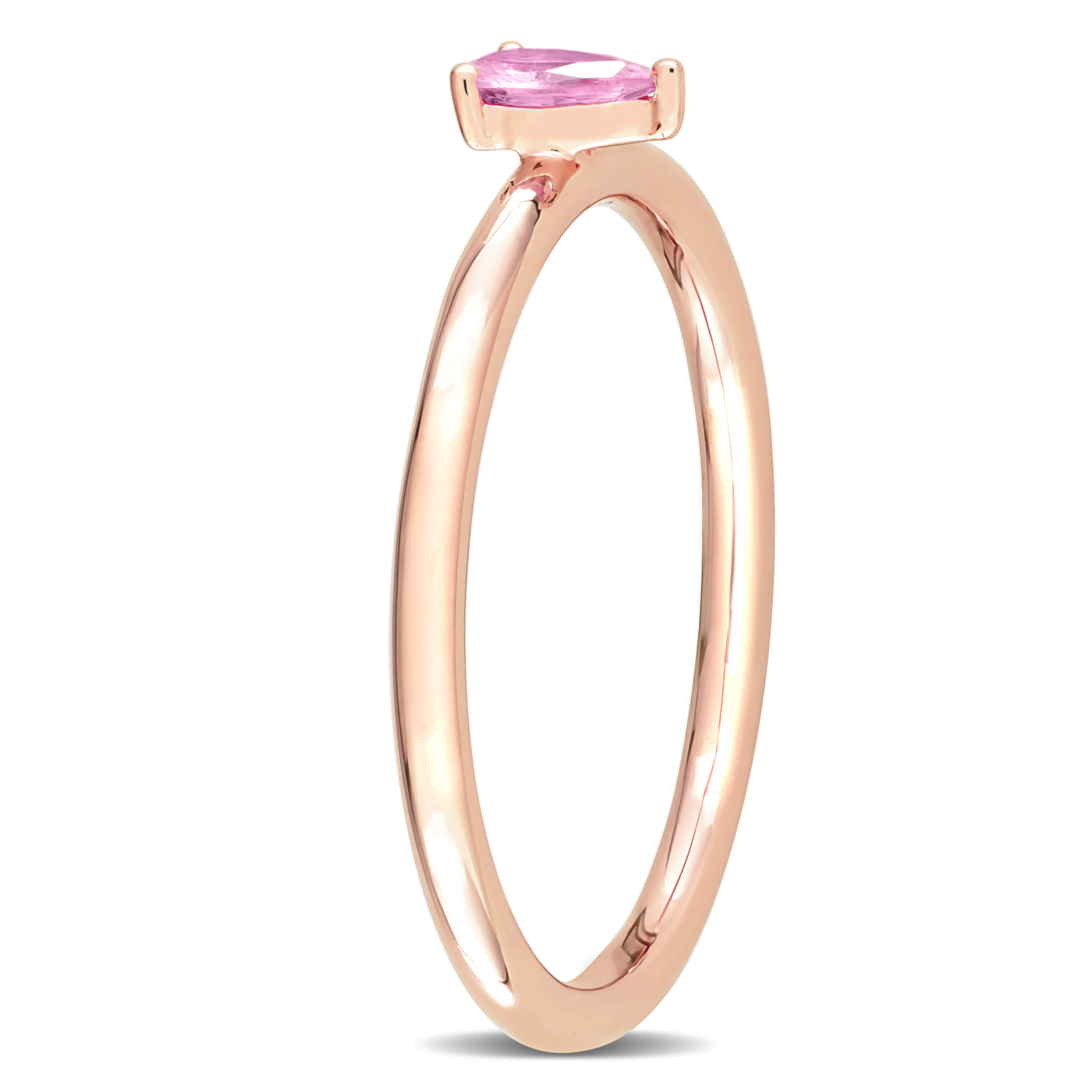 1/4 CT TGW Pear Pink Sapphire Stackable Ring in 10k Rose Gold