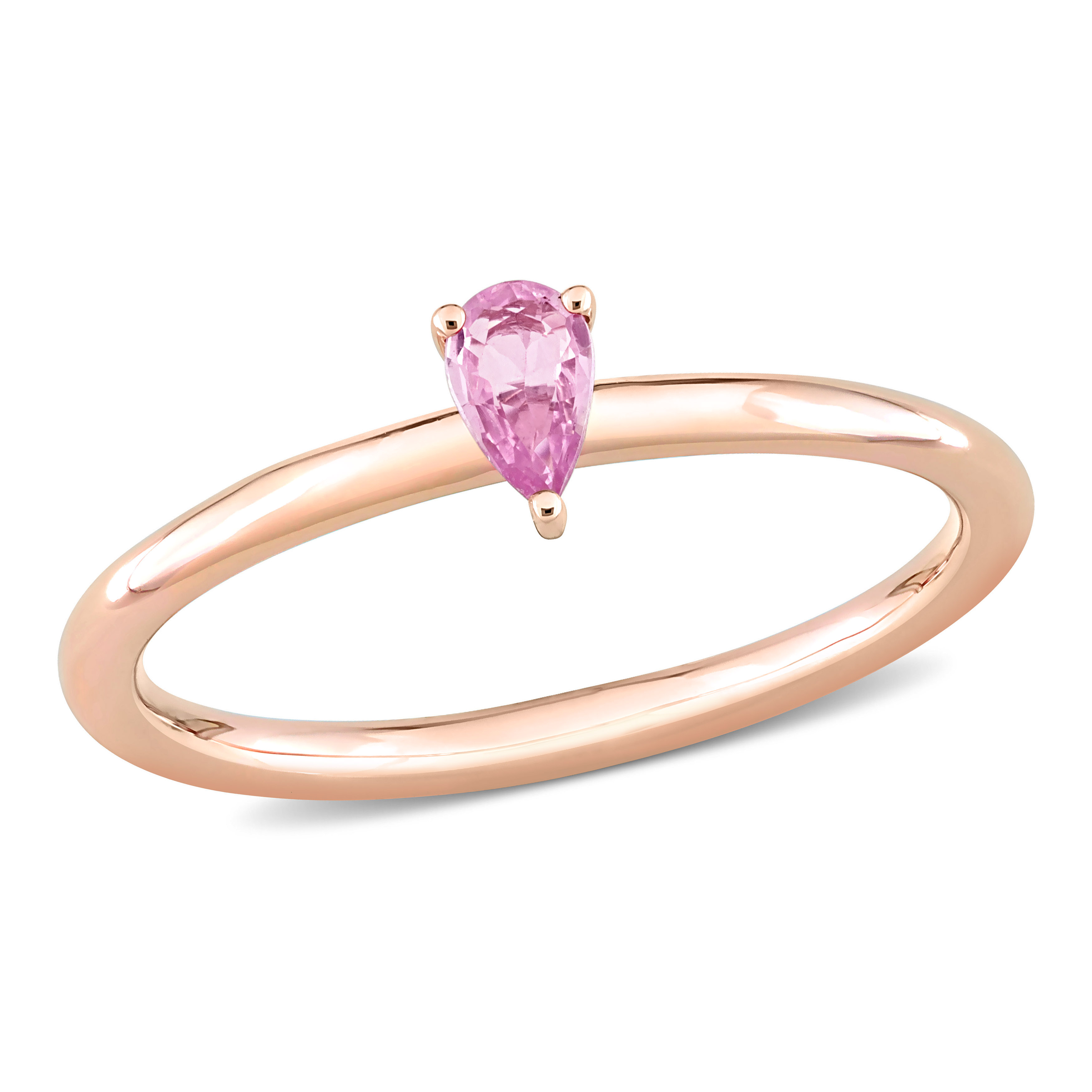 1/4 CT TGW Pear Pink Sapphire Stackable Ring in 10k Rose Gold