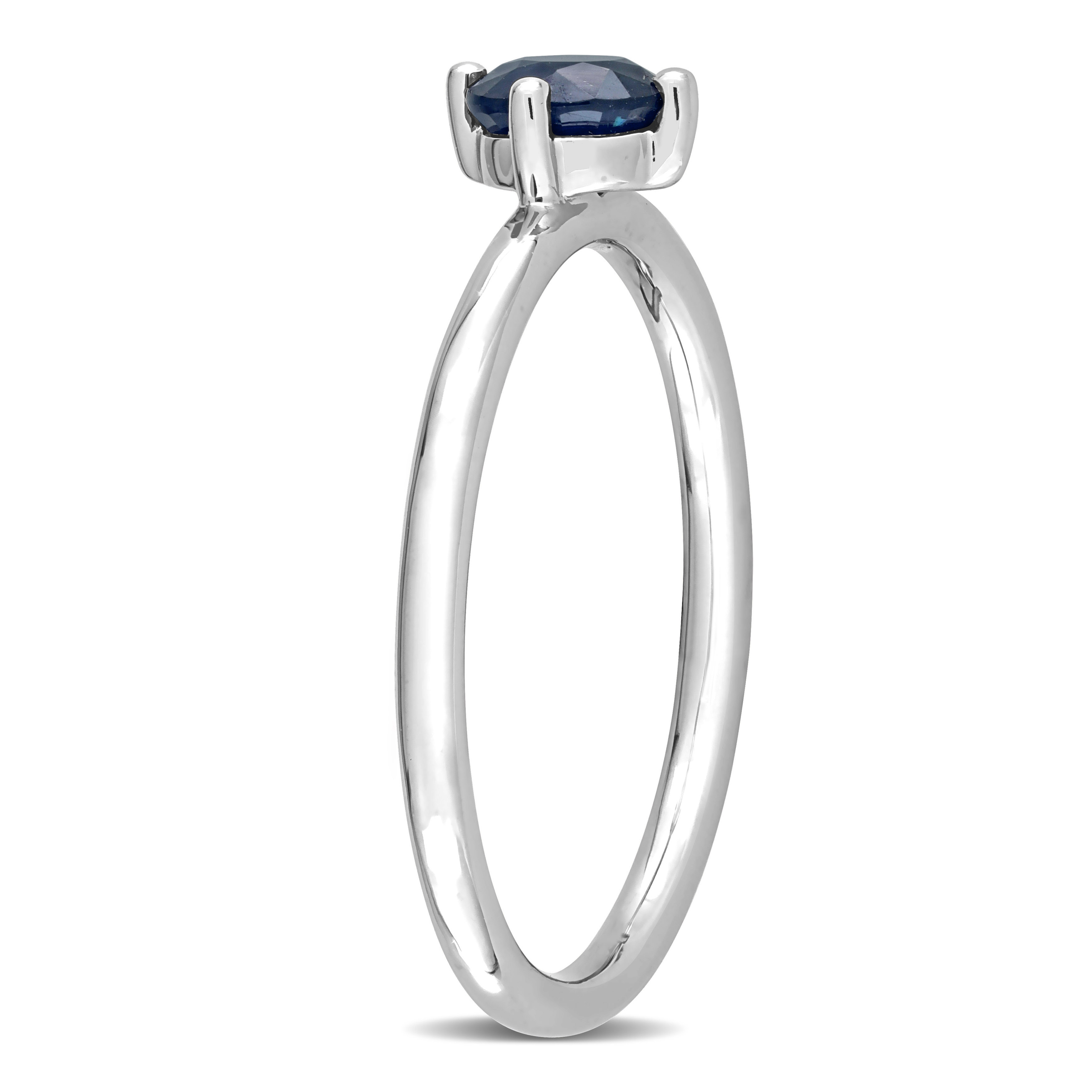 5/8 CT TGW Round Sapphire Stackable Ring in 10k White Gold