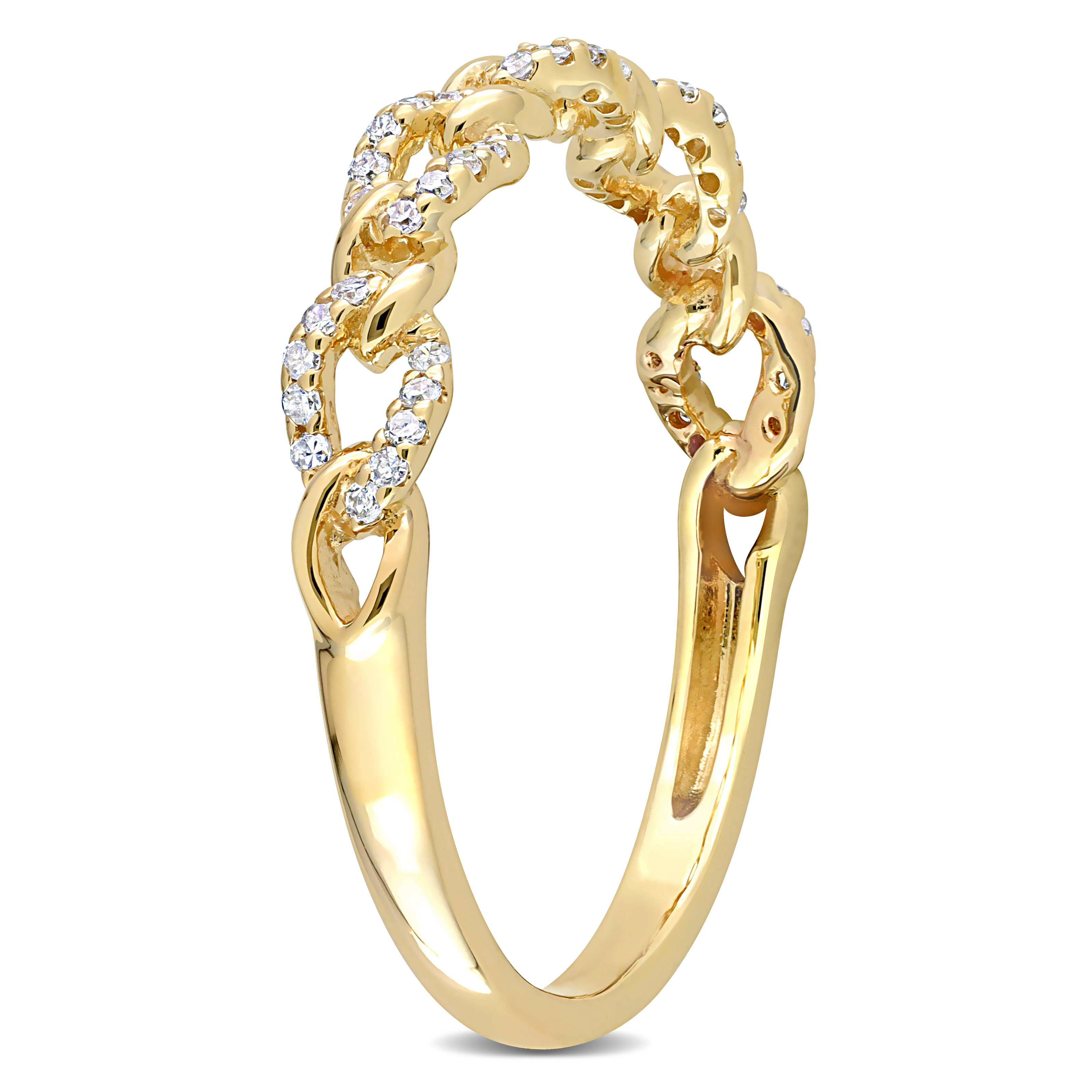 1/6 CT TDW Diamond Link Ring in 10k Yellow Gold