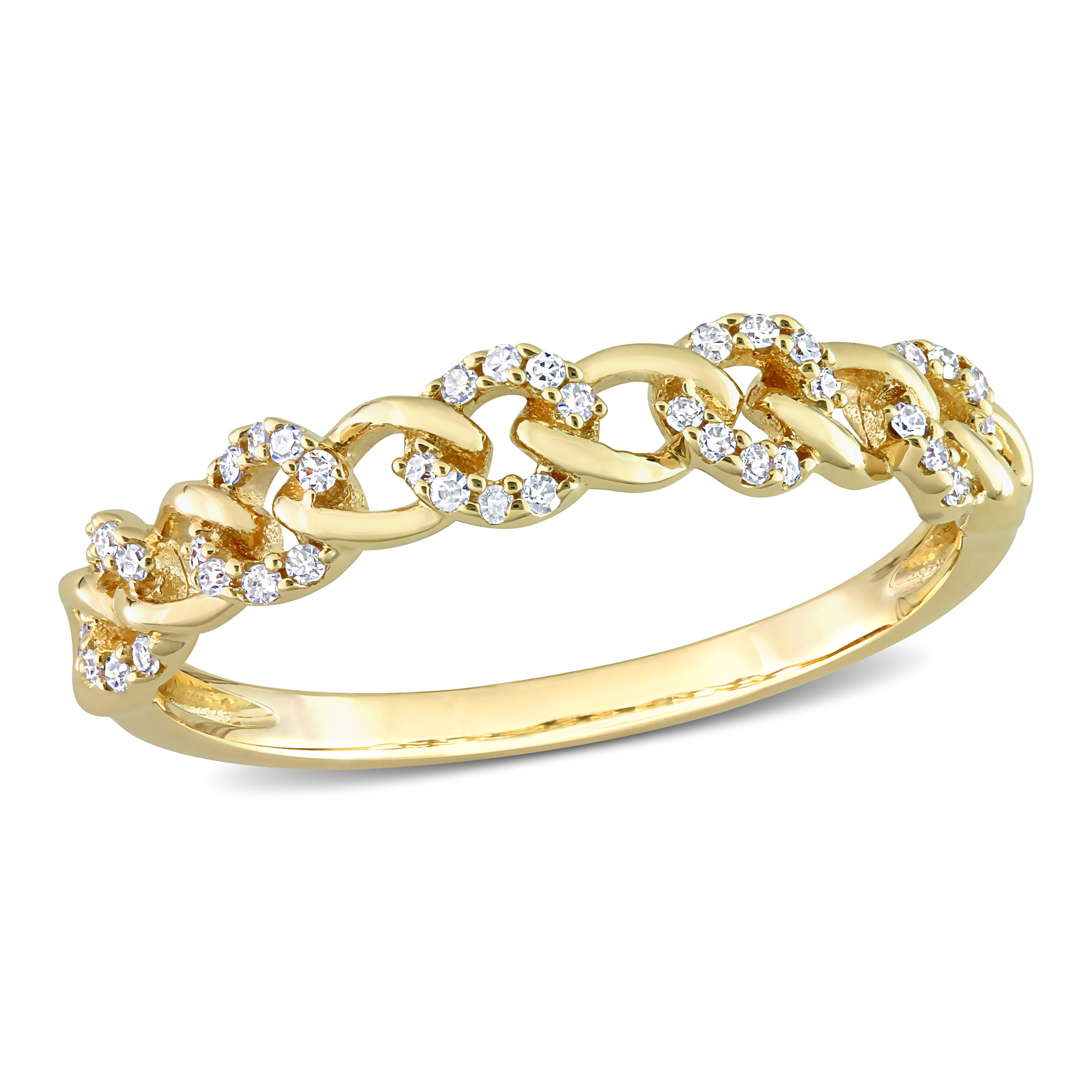 1/8 CT TDW Diamond Link Ring in 14k Yellow Gold