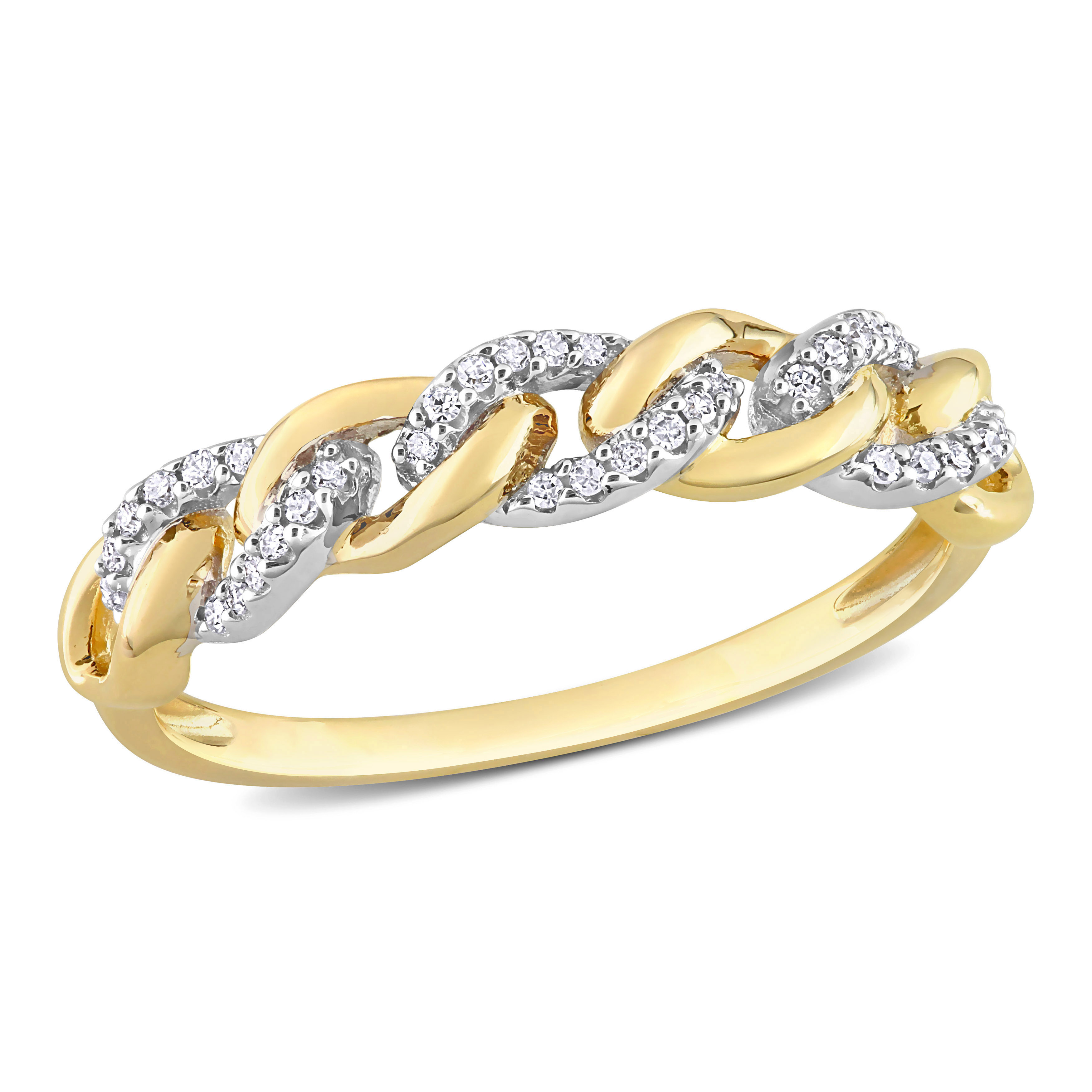 1/10 CT TDW Diamond Link Ring in 10k Yellow Gold