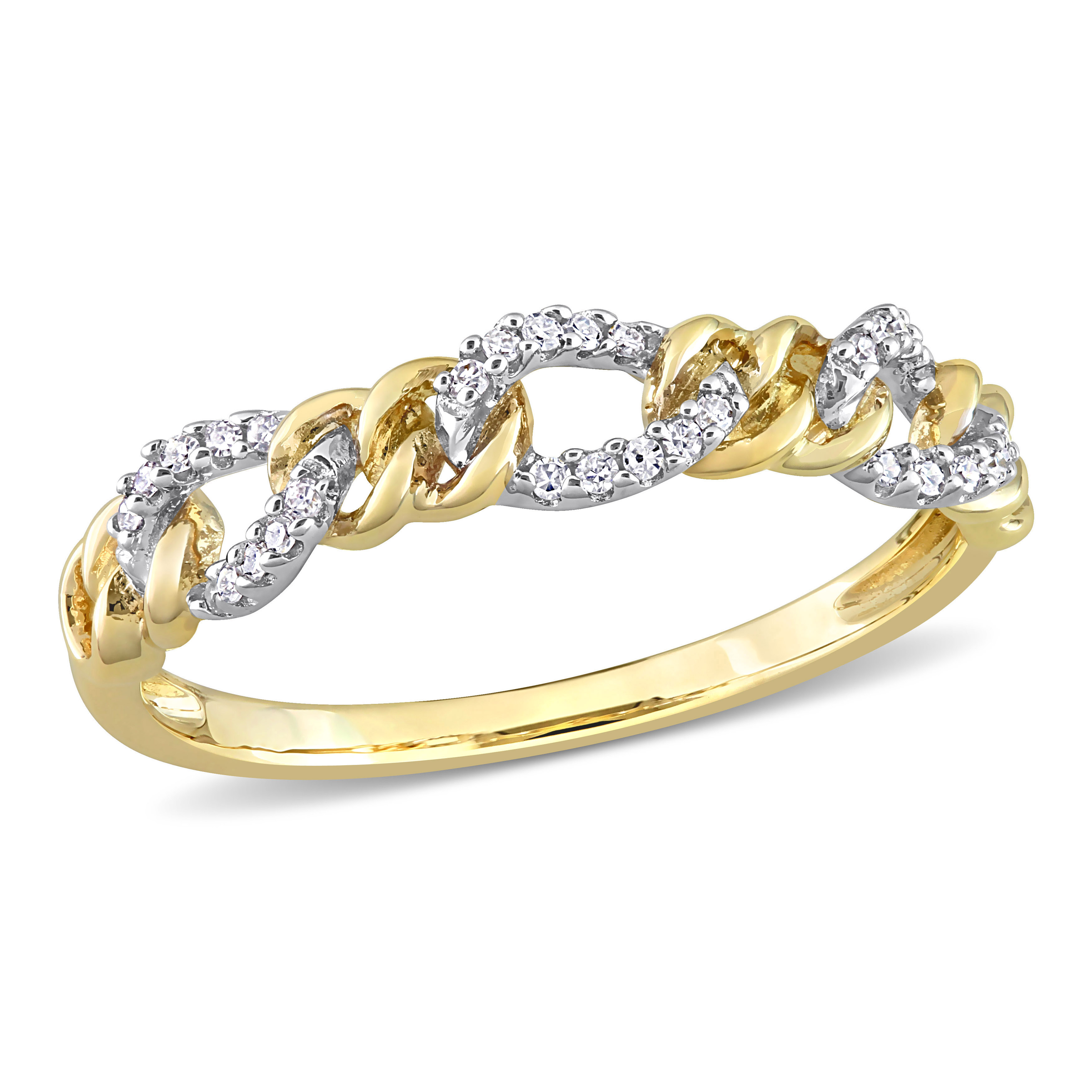 1/10 CT TDW Diamond Link Ring in 14k Yellow Gold