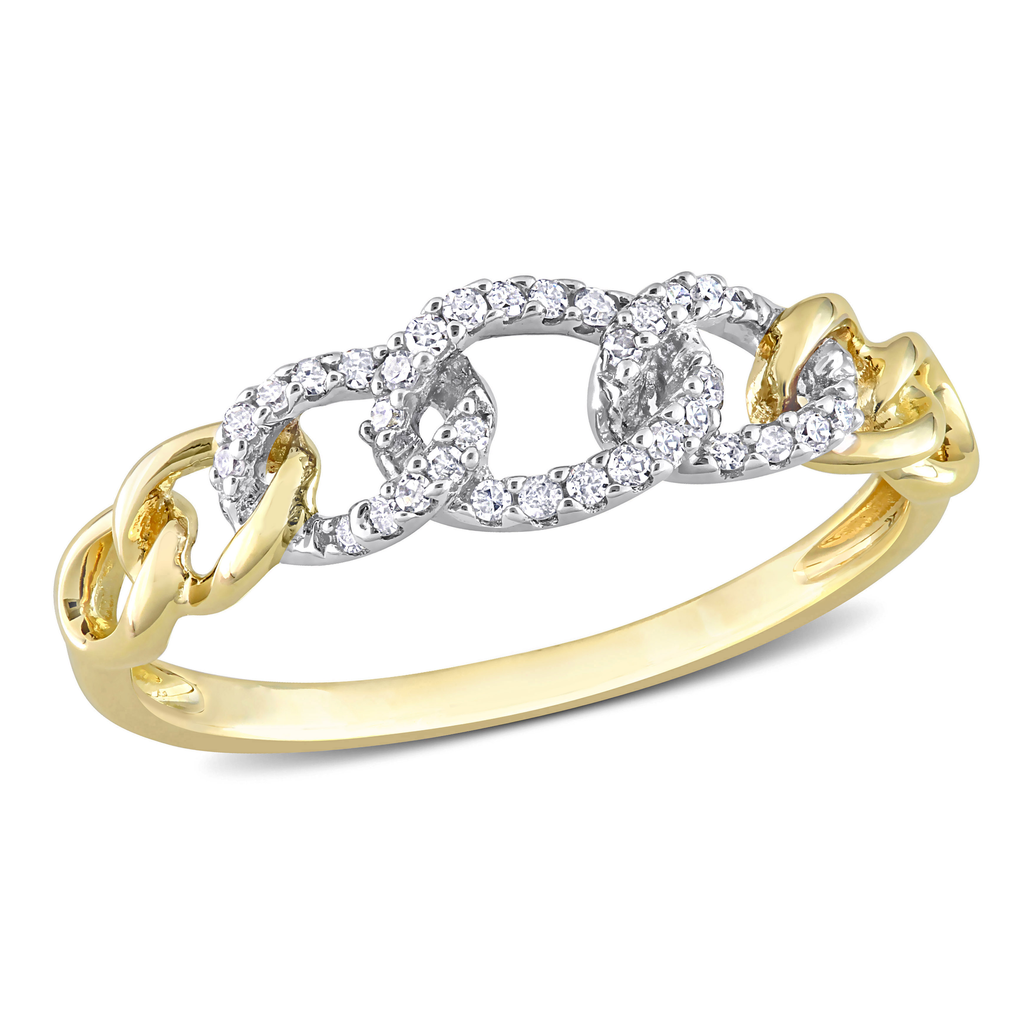 1/10 CT TDW Diamond Mini Link Ring in 10k Yellow Gold