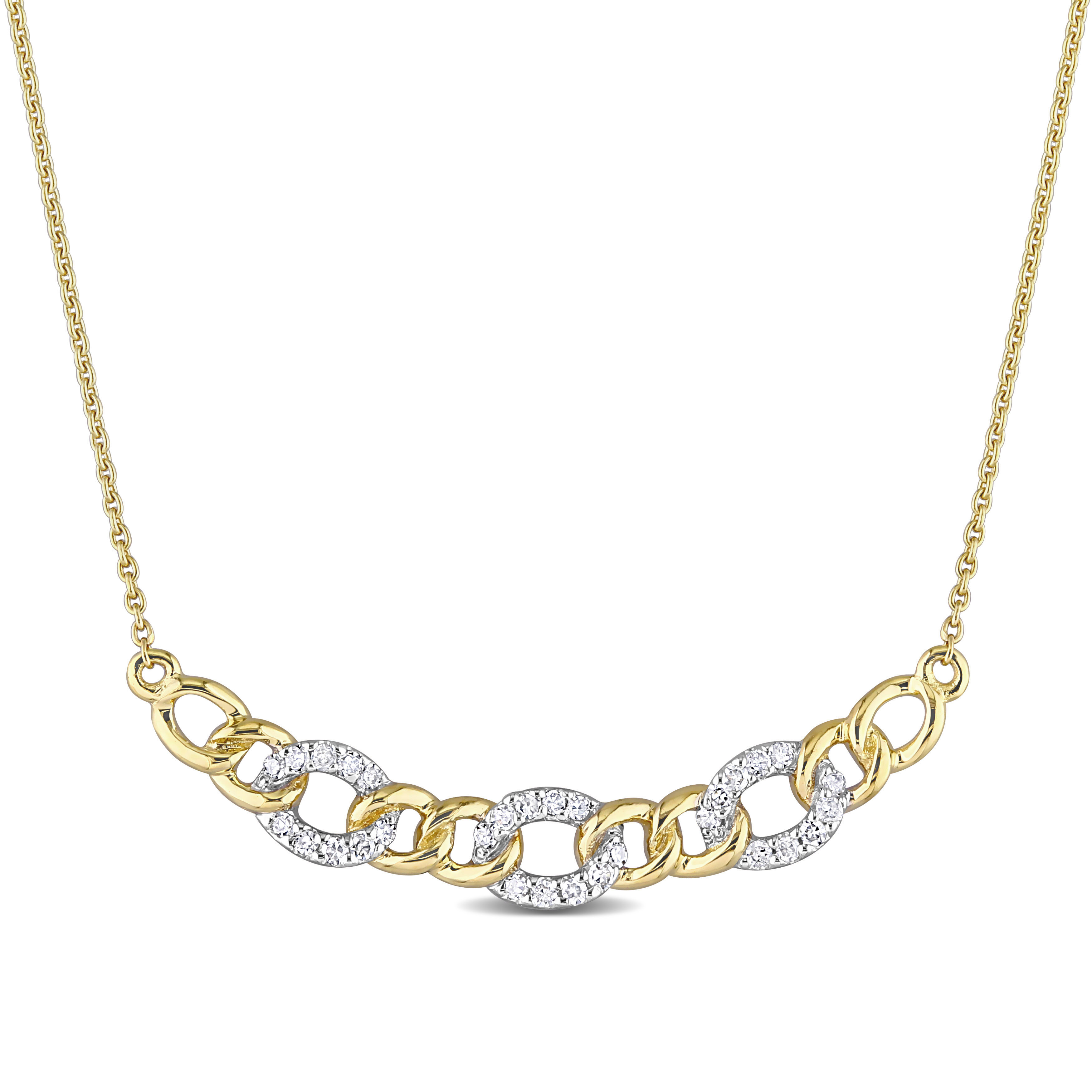 1/10 CT Diamond TW Oval Link 17" Necklace in 2-Tone 10k Yellow & White Gold