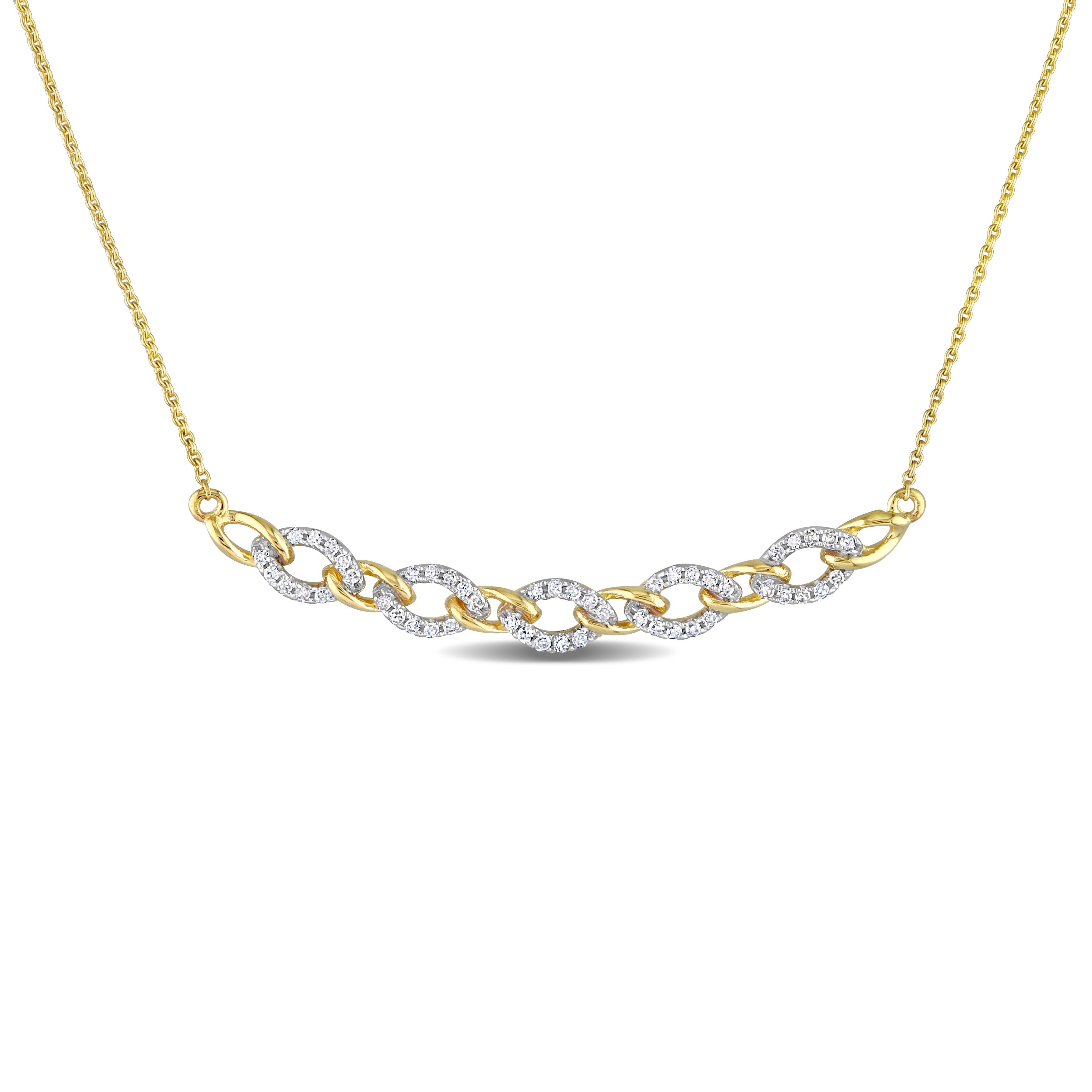 1/6 CT Diamond TW Oval Link 17" Necklace in 2-Tone 10k Yellow & White Gold