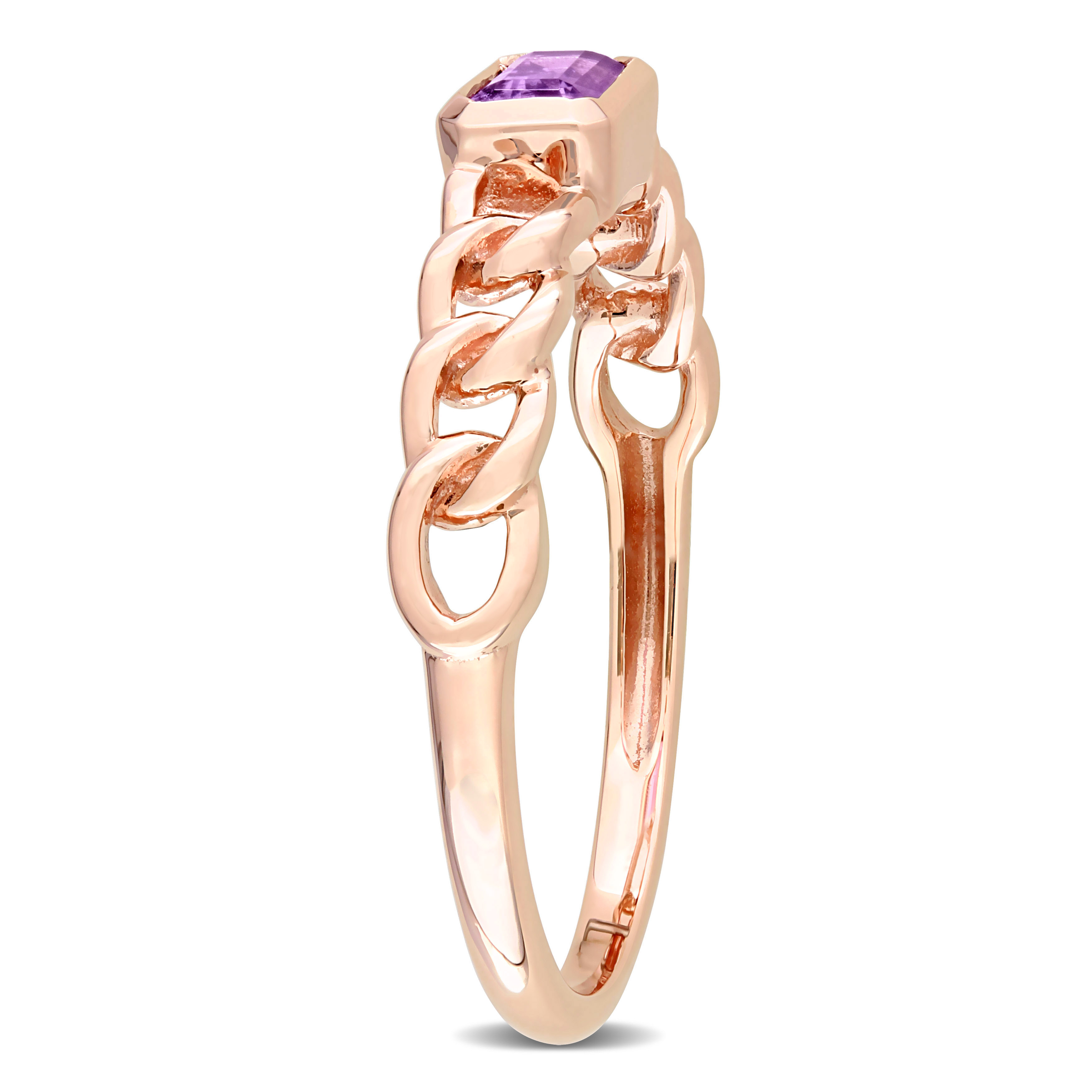 1/3 CT TGW Octagon Africa Amethyst Link Ring in 10k Rose Gold