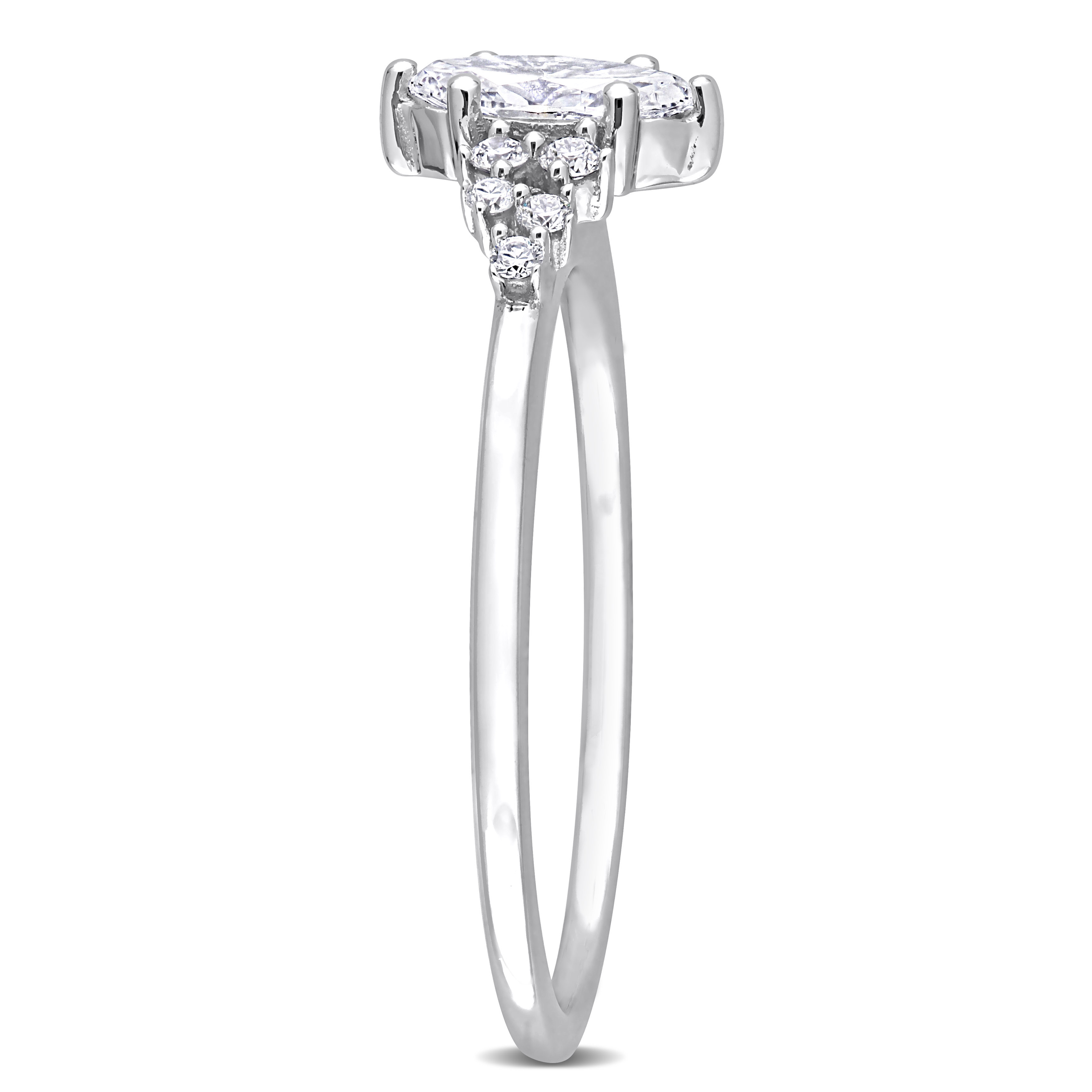 1/2 CT TW Marquise and Round Diamond Engagement Ring in 14k White Gold
