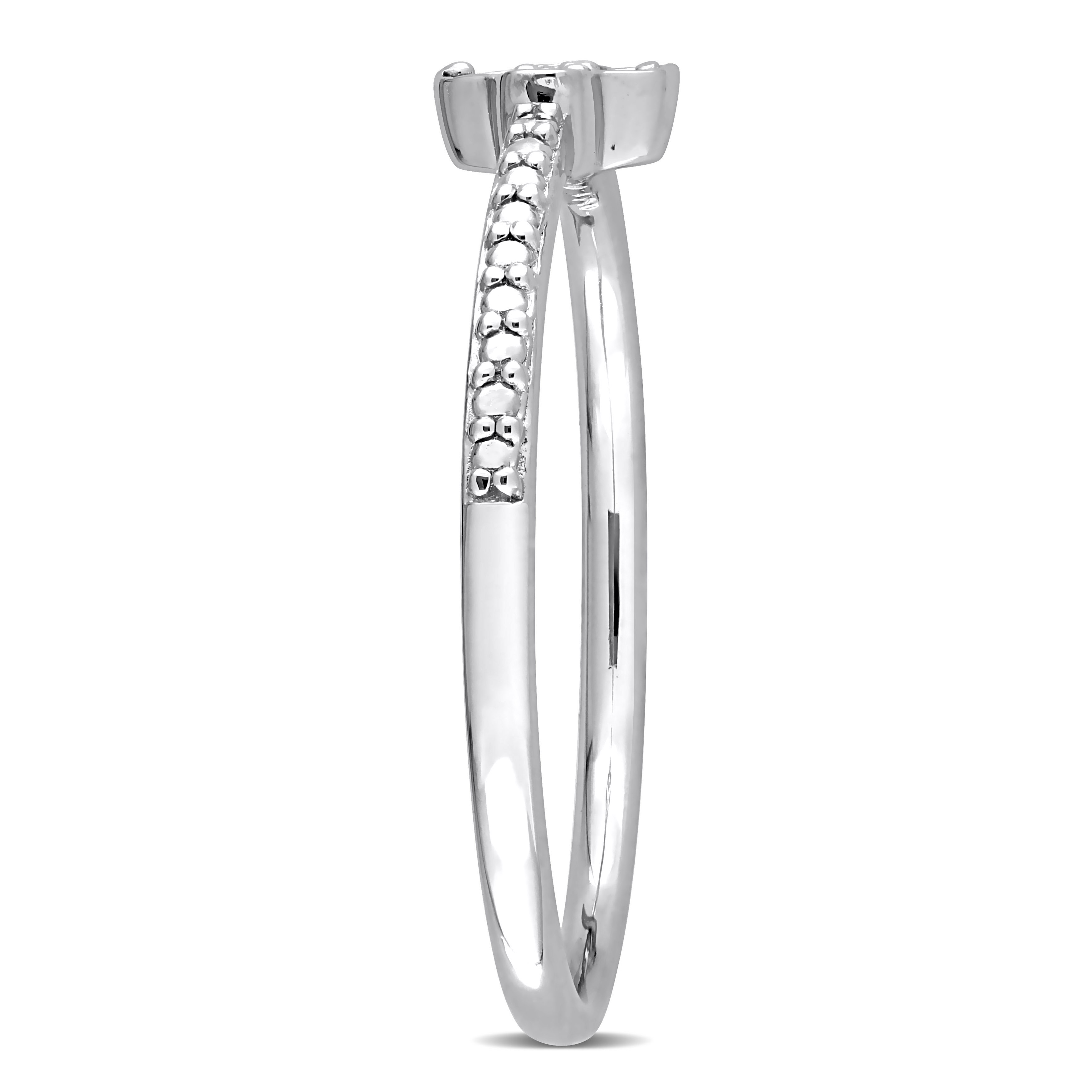 Diamond Accent Floral Promise Ring in Sterling Silver