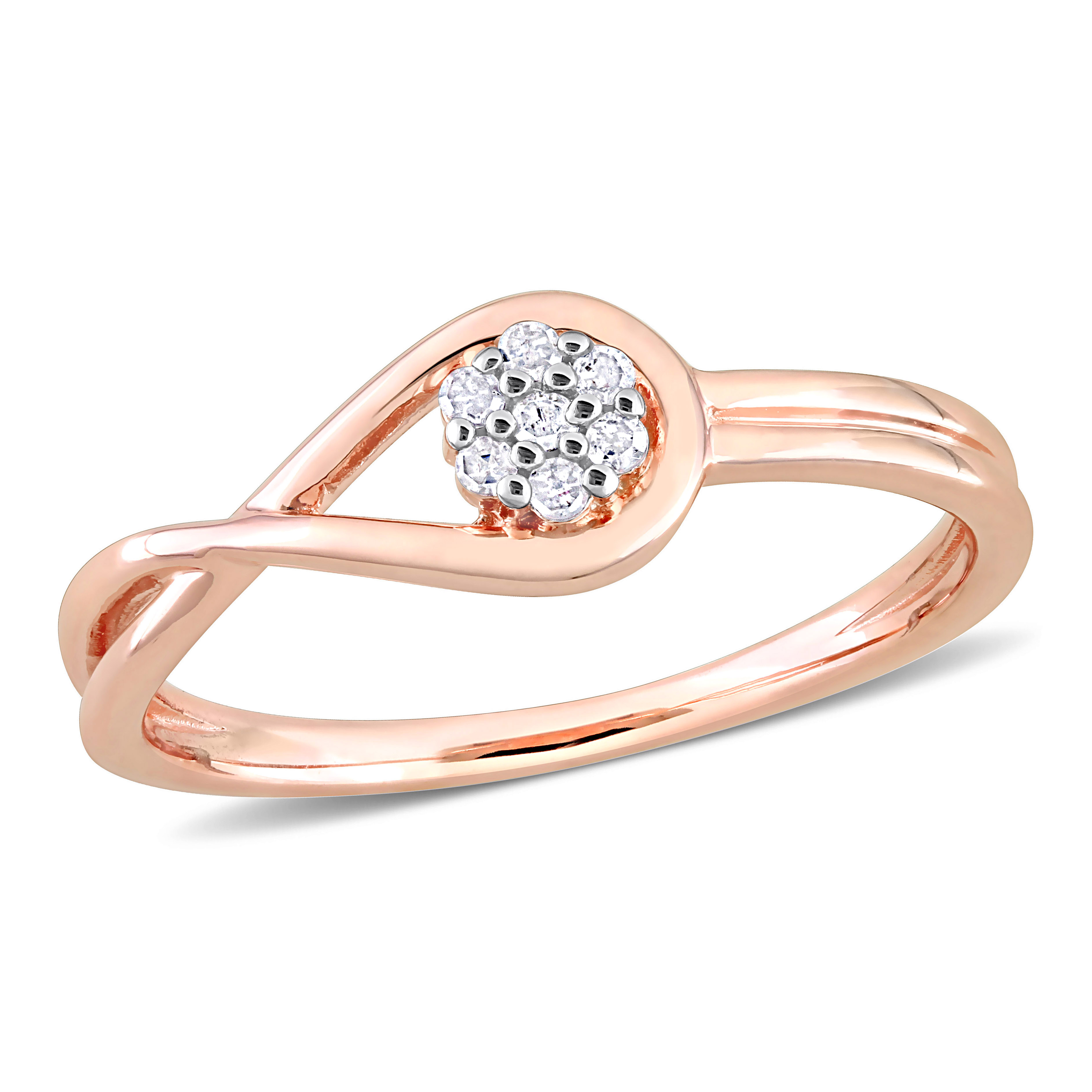 Diamond Accent Infinity Promise Ring in Rose Plated Sterling Silver