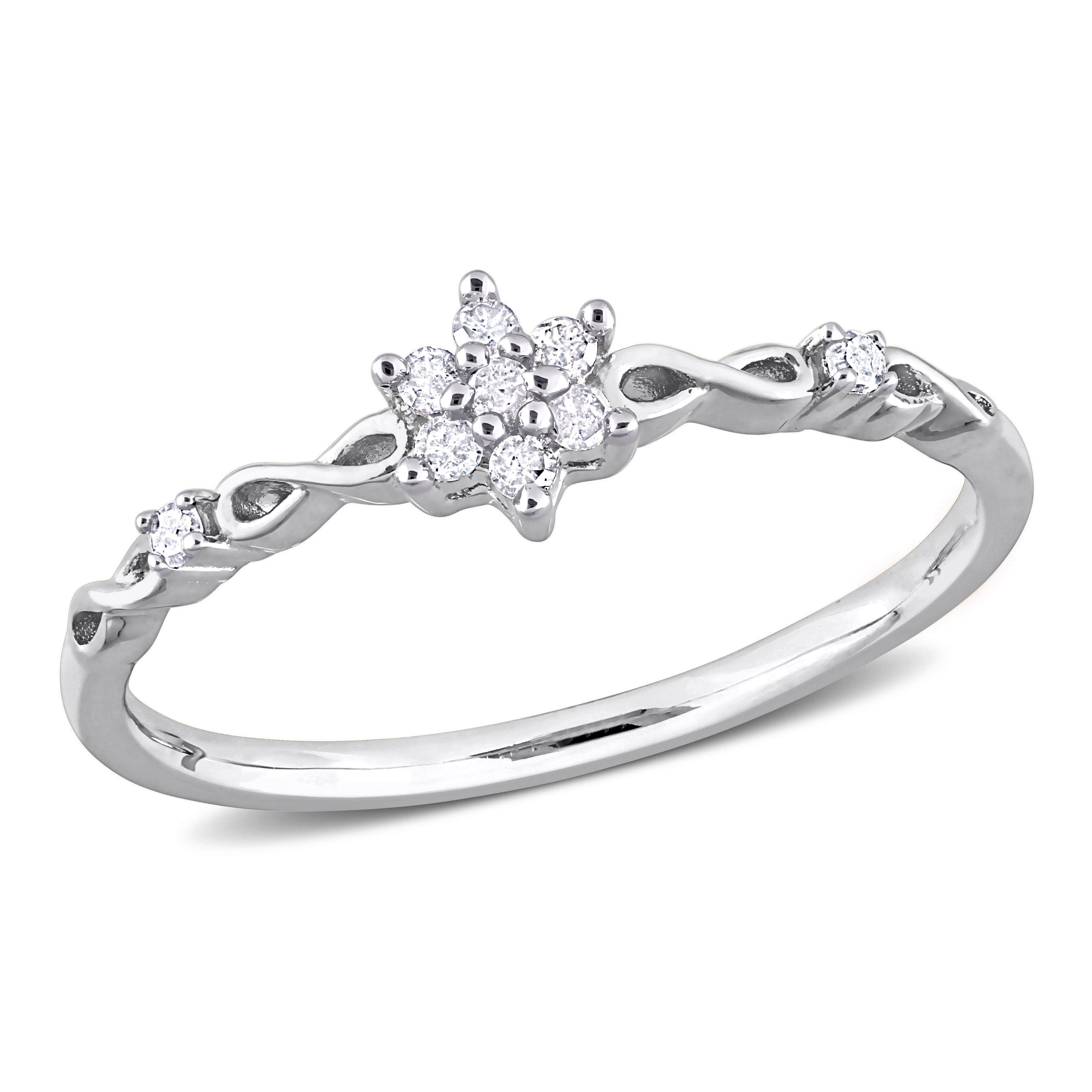 Viool gaan beslissen Maak een naam 1/10 CT TW Diamond Floral Promise Ring in Sterling Silver - CBG000489