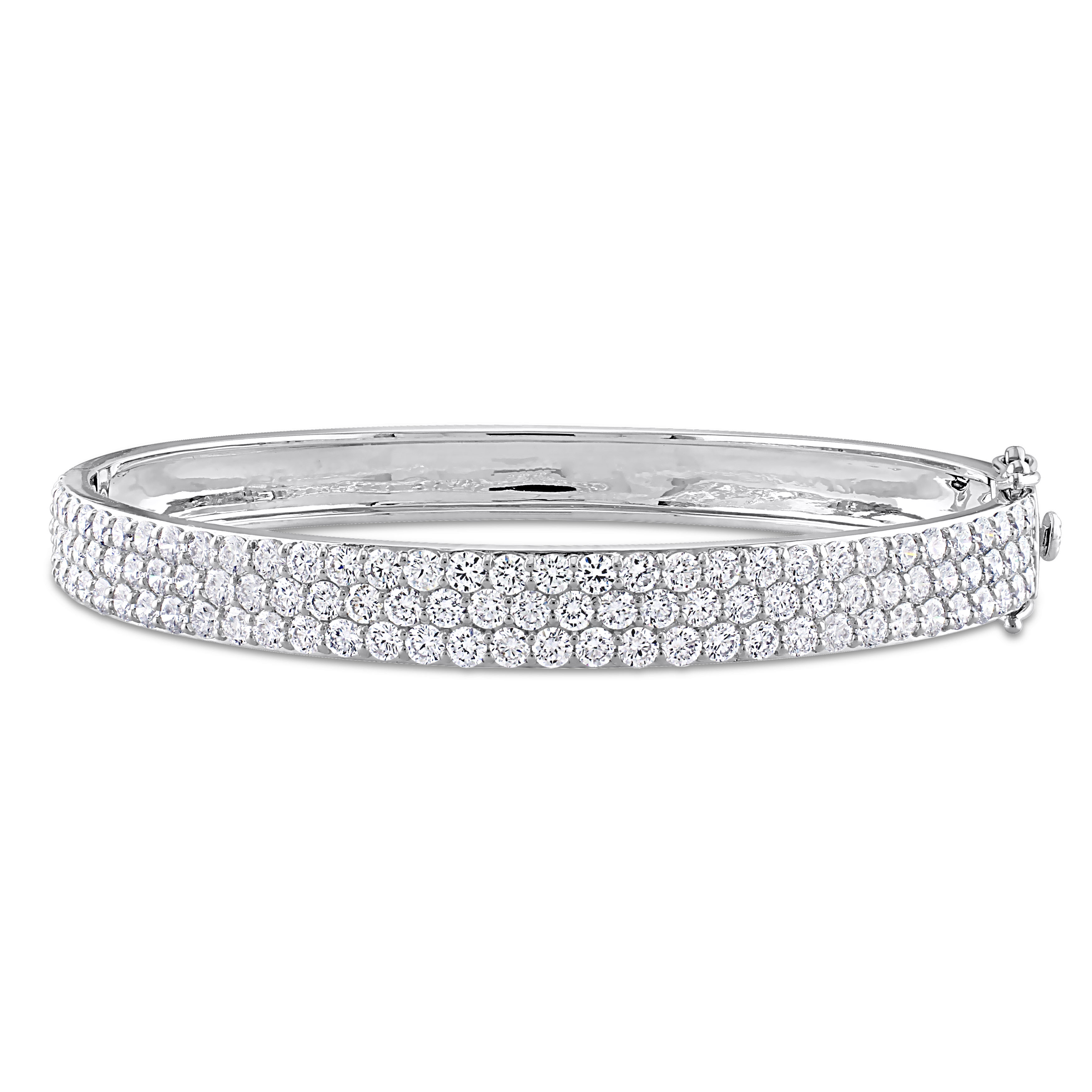5 3/4 CT TW Lab Created Diamond Triple Row Bangle in 14k White Gold - 7.5 in.