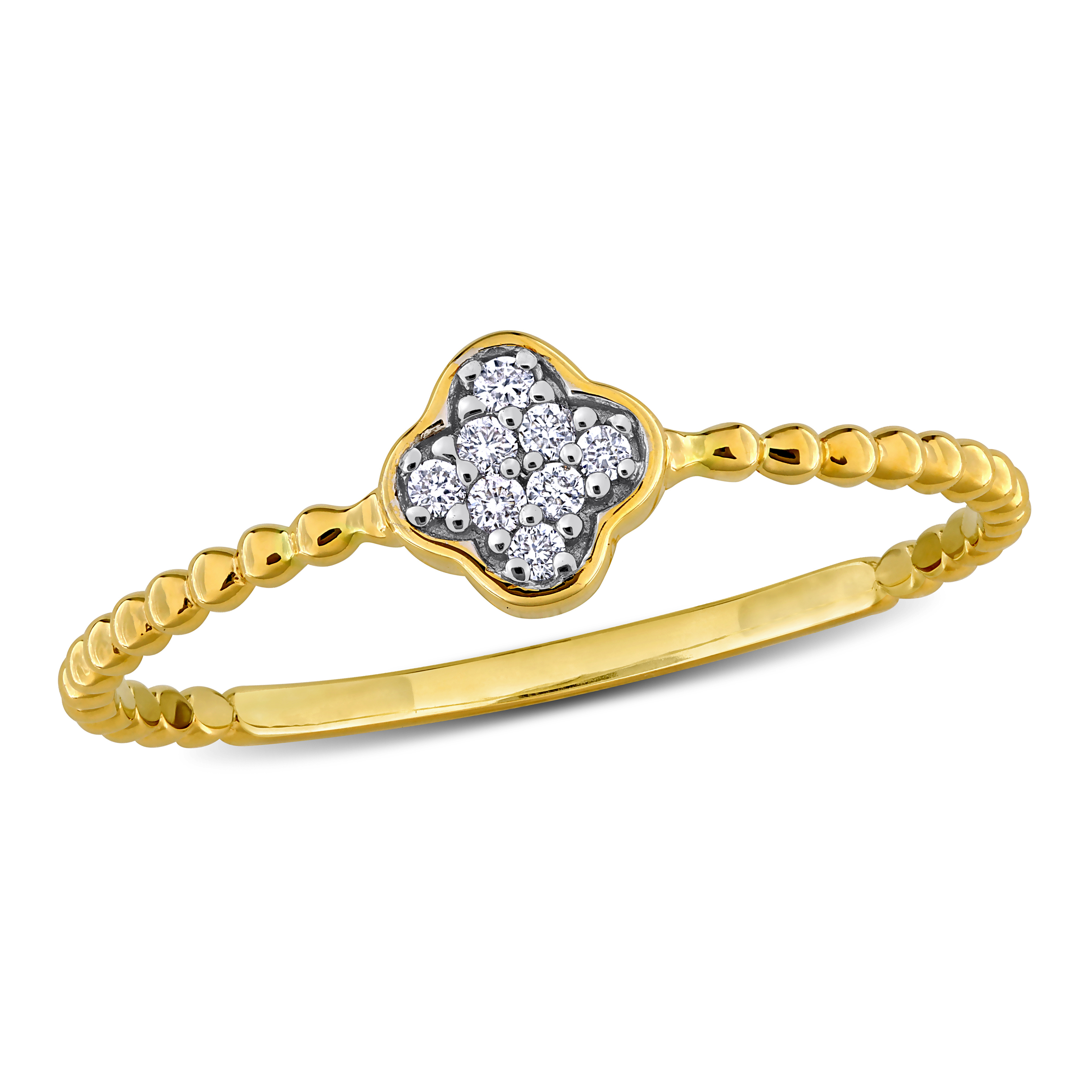 Diamond Accent Quatrefoil Ring in 14k Yellow Gold