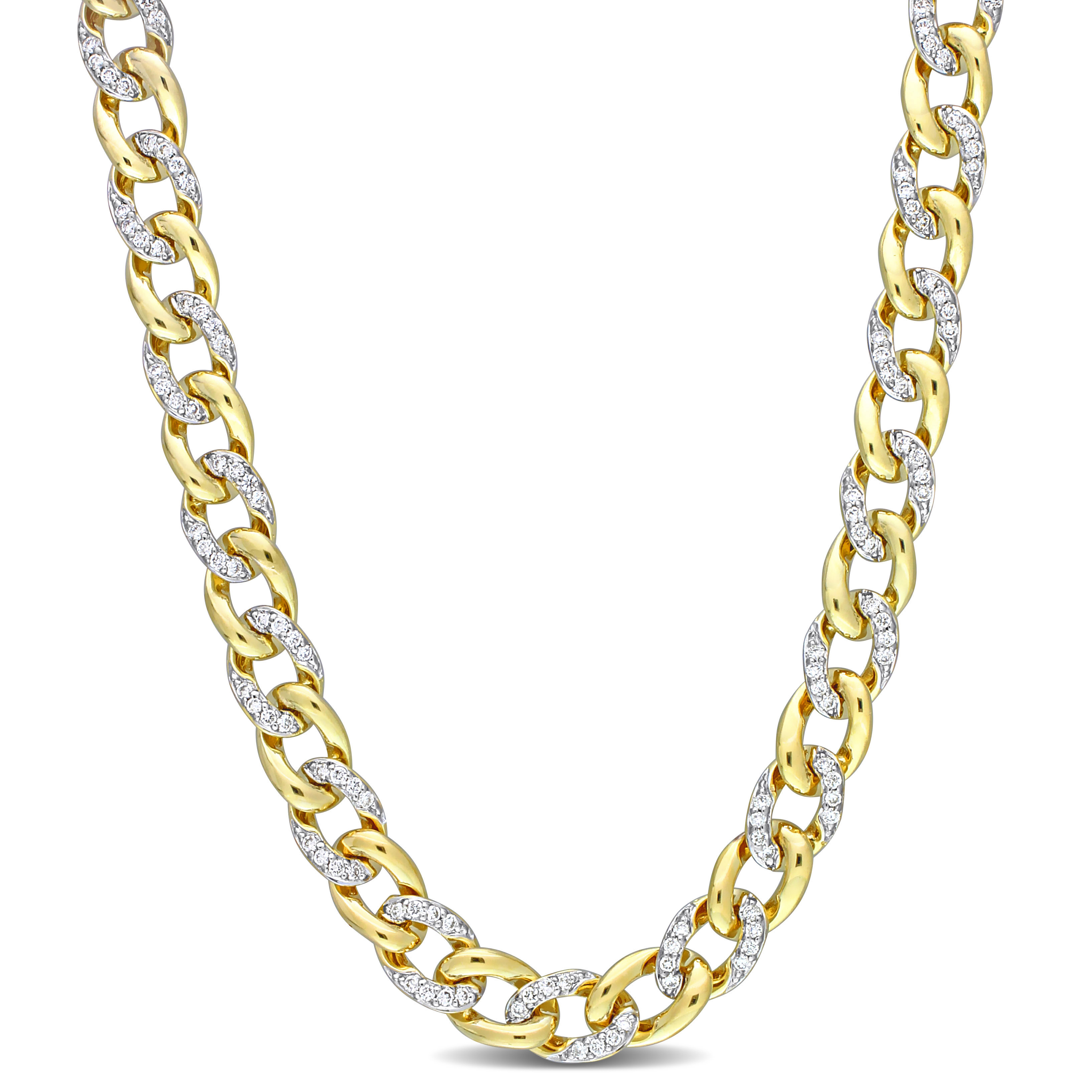 5.9mm 1 5/8 CT TW Diamond Curb Link Necklace in 14k Yellow Gold - 19.5 in