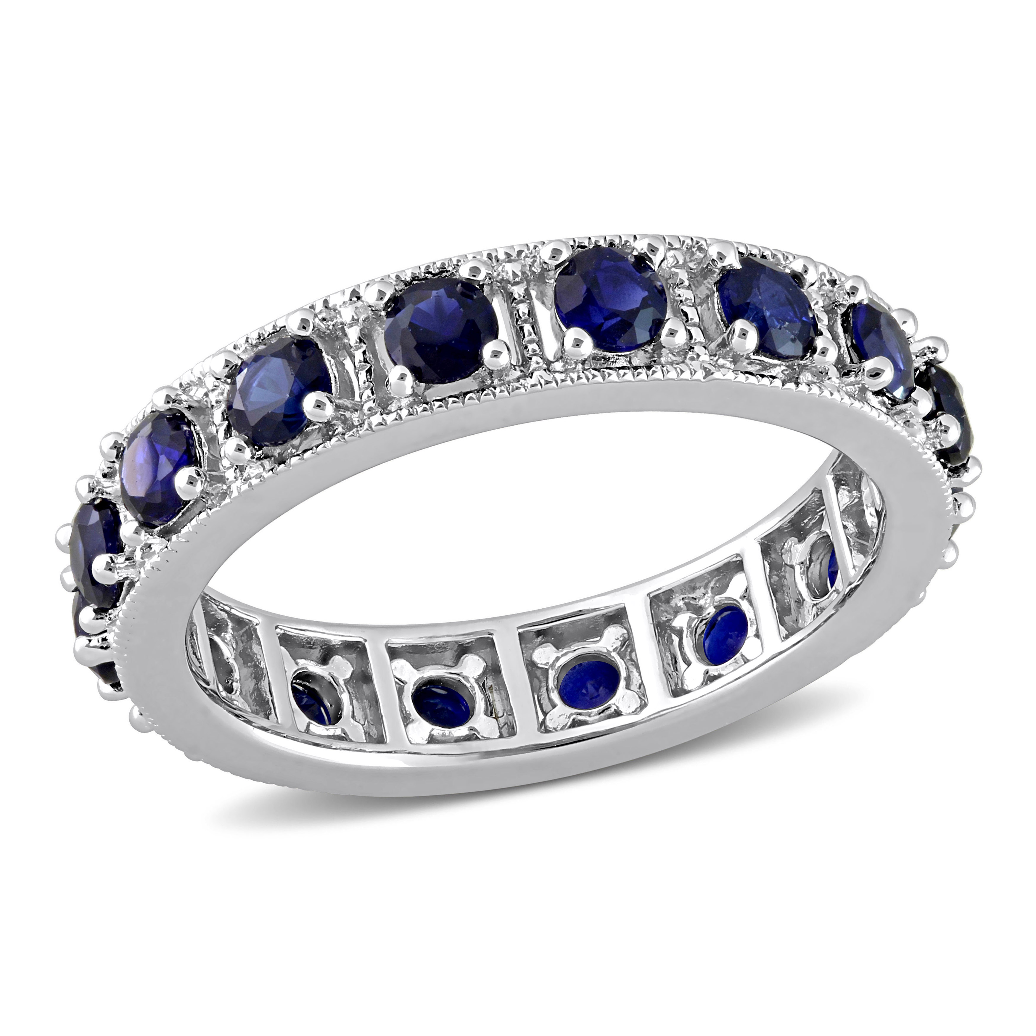 1 7/8 CT TGW Created Blue Sapphire Eternity Ring in Sterling Silver