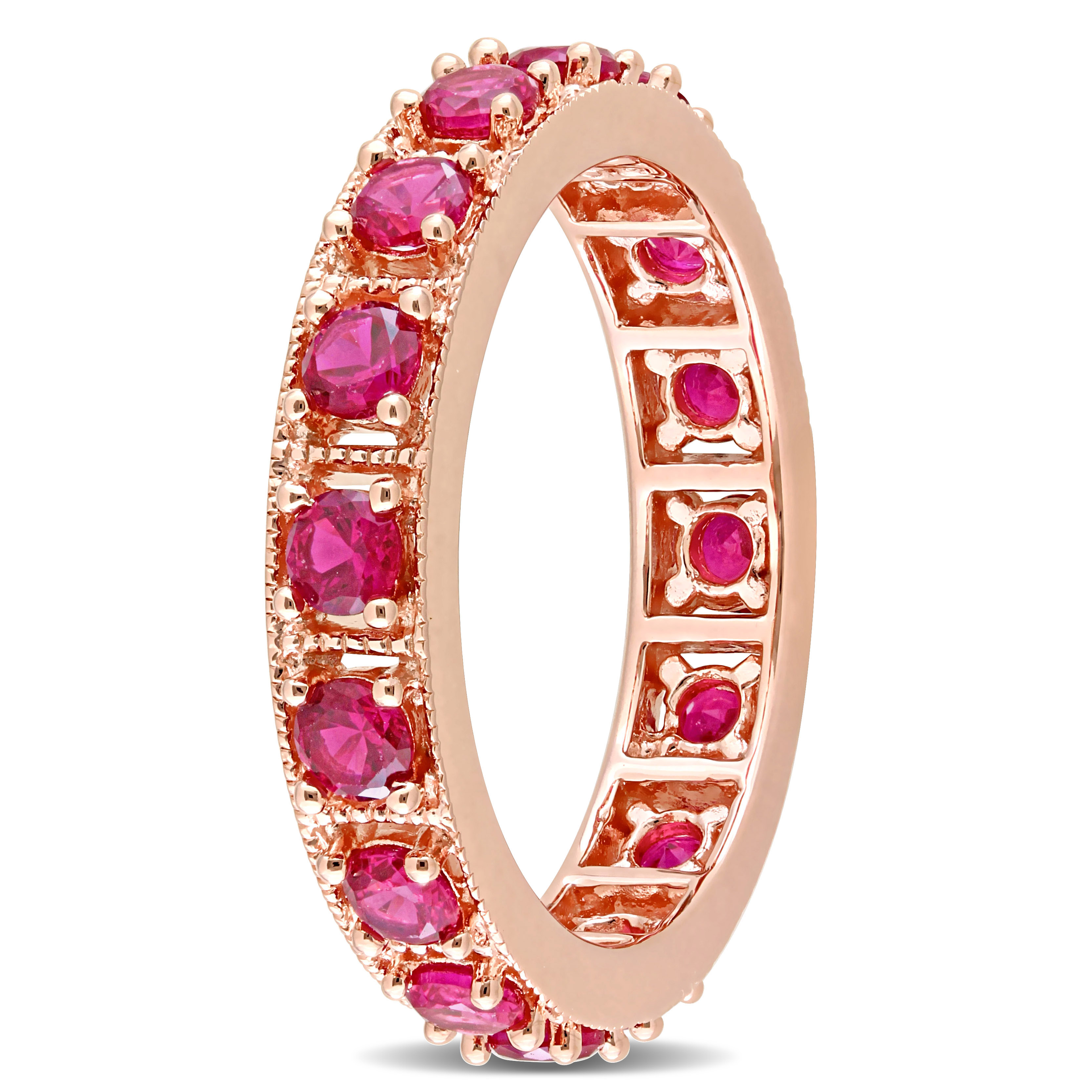 1 5/8 CT TGW Created Ruby Eternity Ring in Rose Plated Sterling Silver