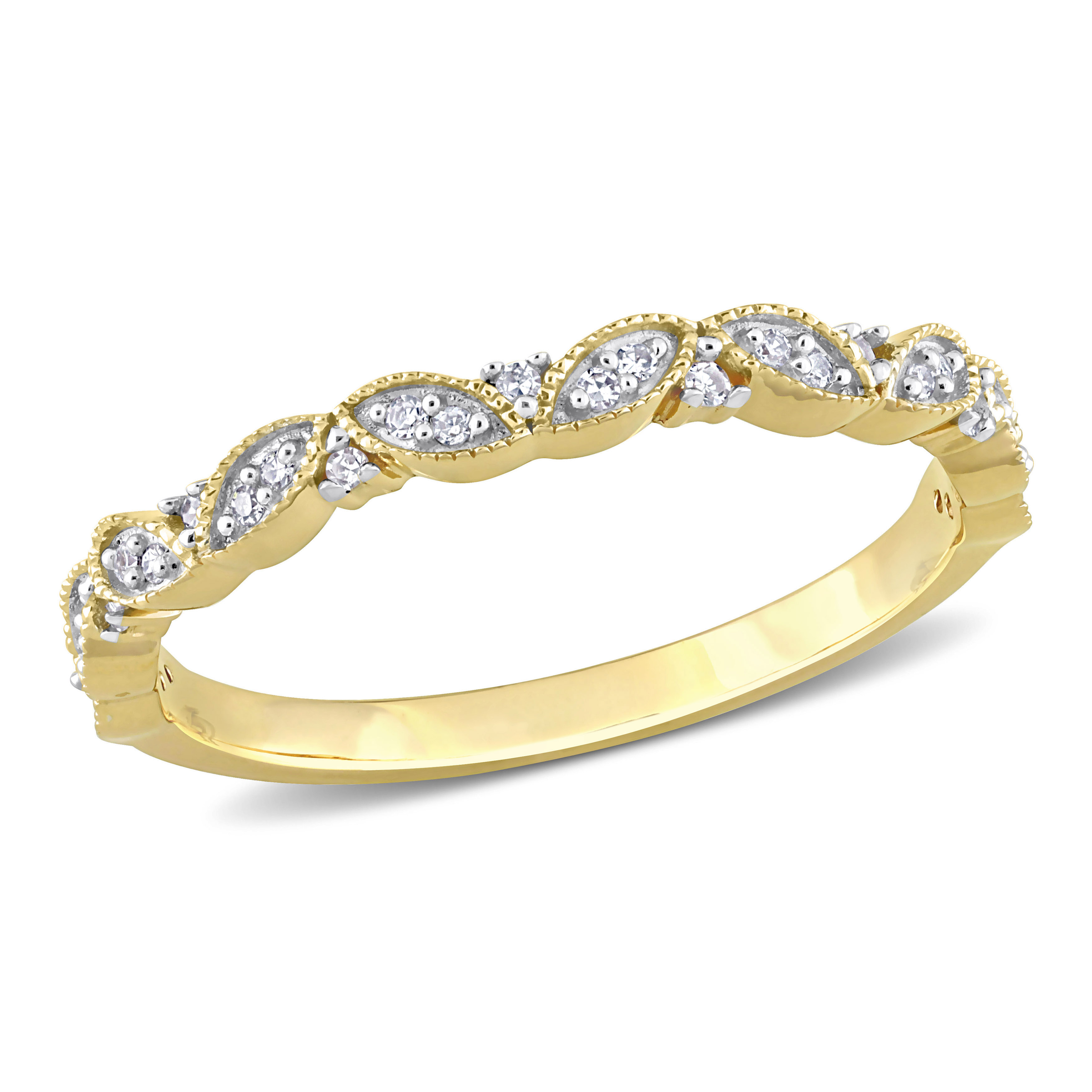 1/10 CT TW Diamond Semi-Eternity Ring in 10k Yellow Gold