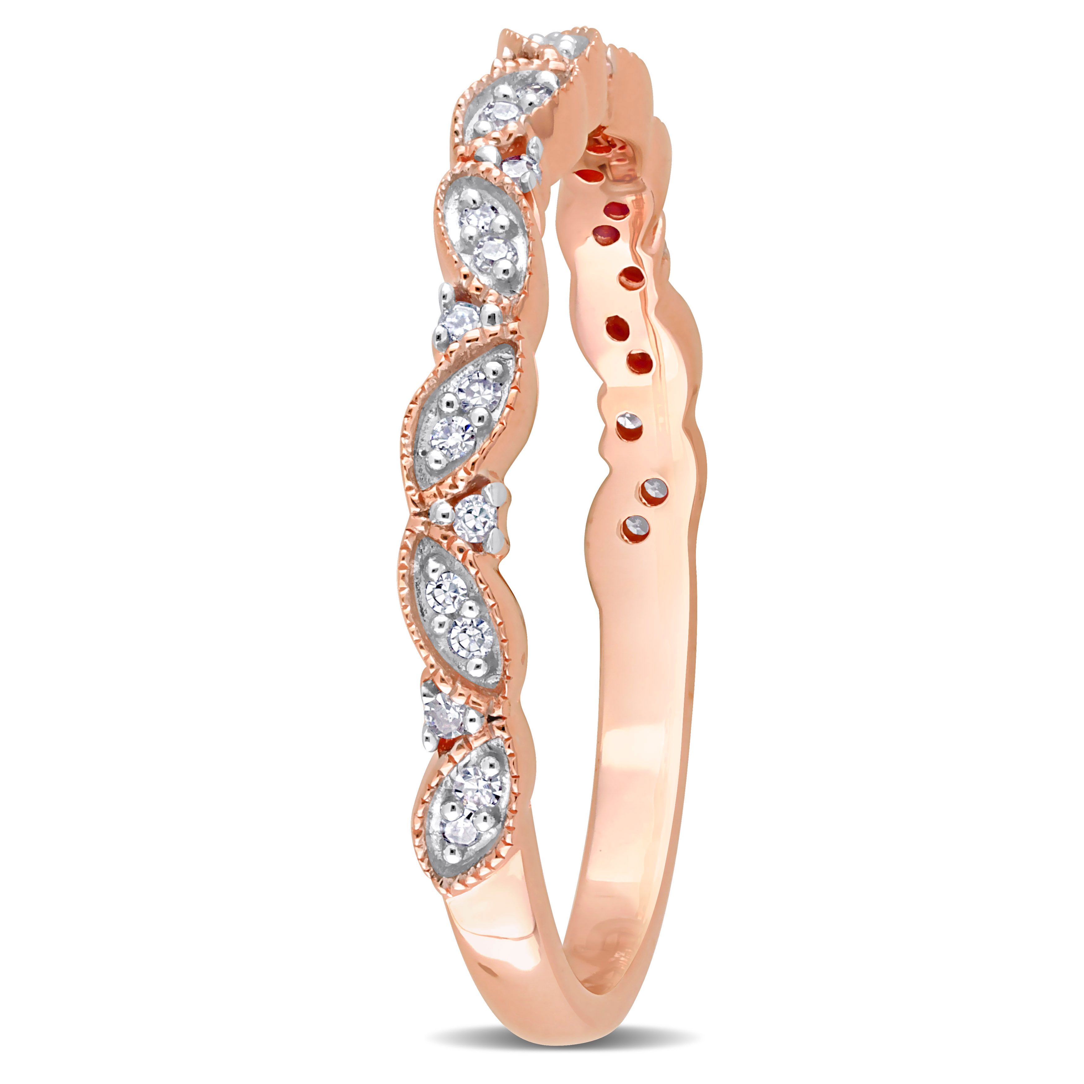 1/10 CT TW Diamond Semi-Eternity Ring in 10k Rose Gold